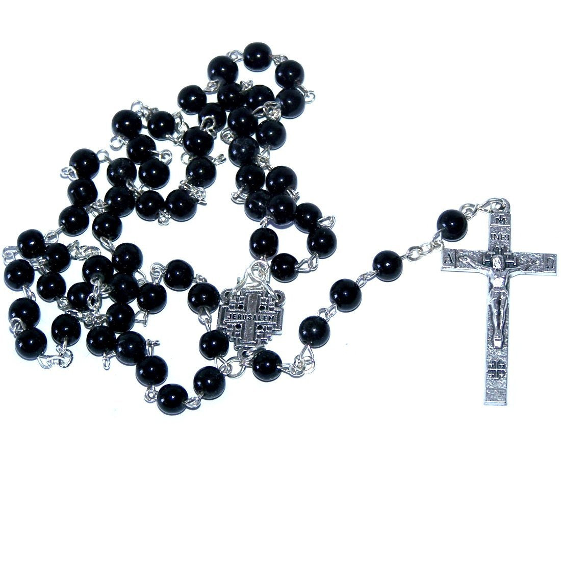 Holy Land Market Onyx Beads Rosary - Grade A Made with Alpaka German Silver Tone Wire (28 cm o.、mySite、topwebapps