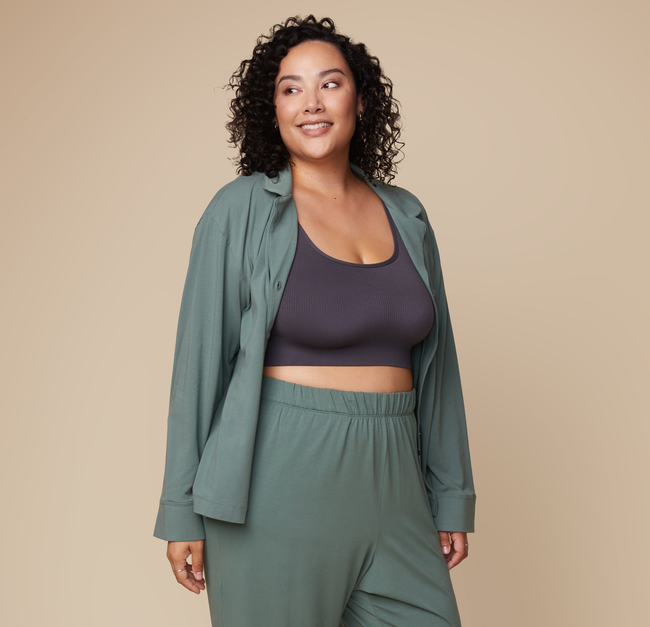 Perfect Pima Long Sleeve PJ Shirt - Rainforest、mySite、bengalsvssteelers