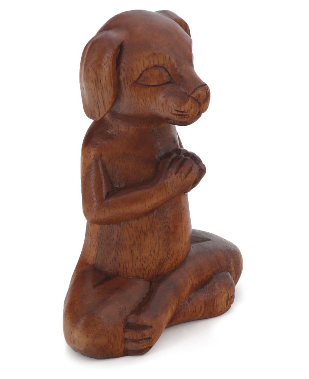 Hand Carved Meditating Namaste Dog Statue、mySite、topwebapps