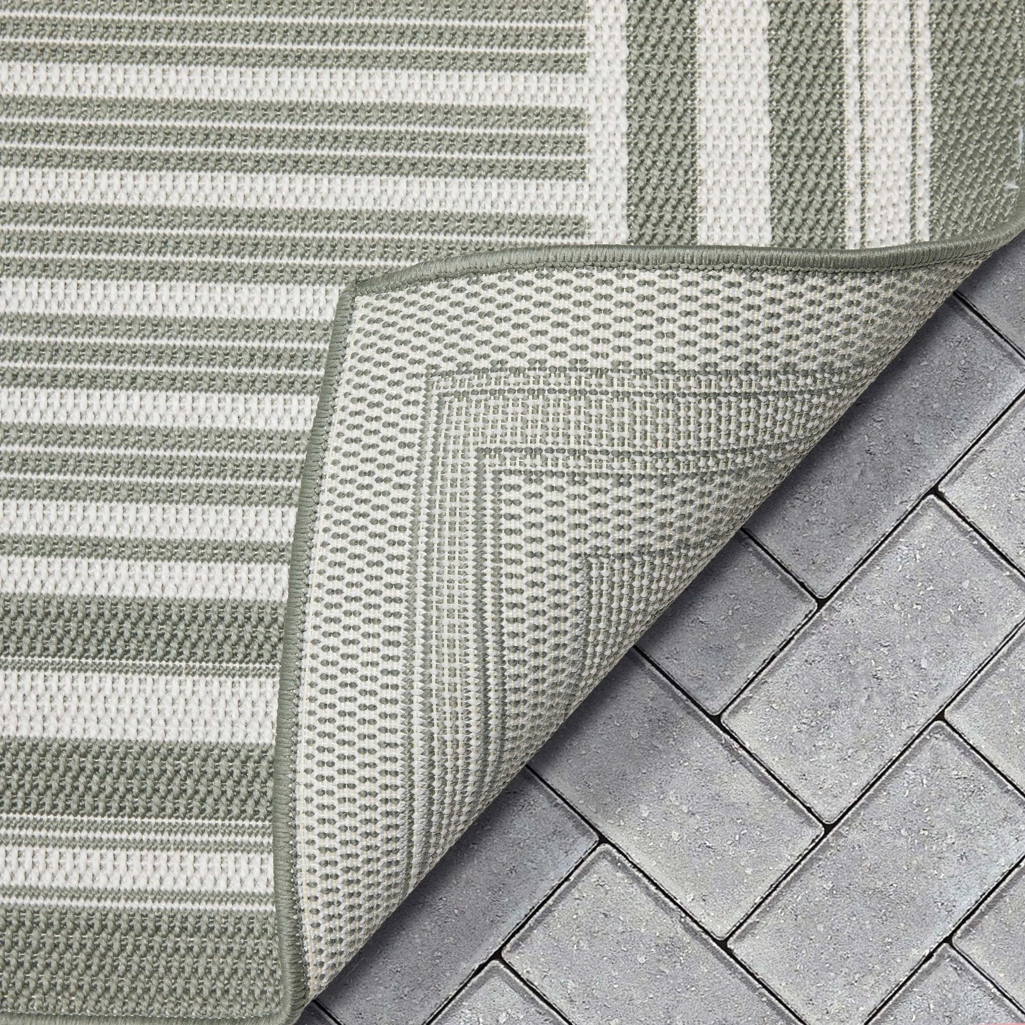 Frankie Modern Stripes Indoor/Outdoor Green Textured Rug、mySite、gigharbornorthrealestate