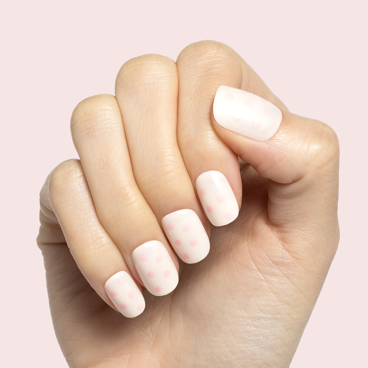 Heart Shower - Tab Press-On | Extra Short | Squoval - Part of Set、mySite、solidvoid