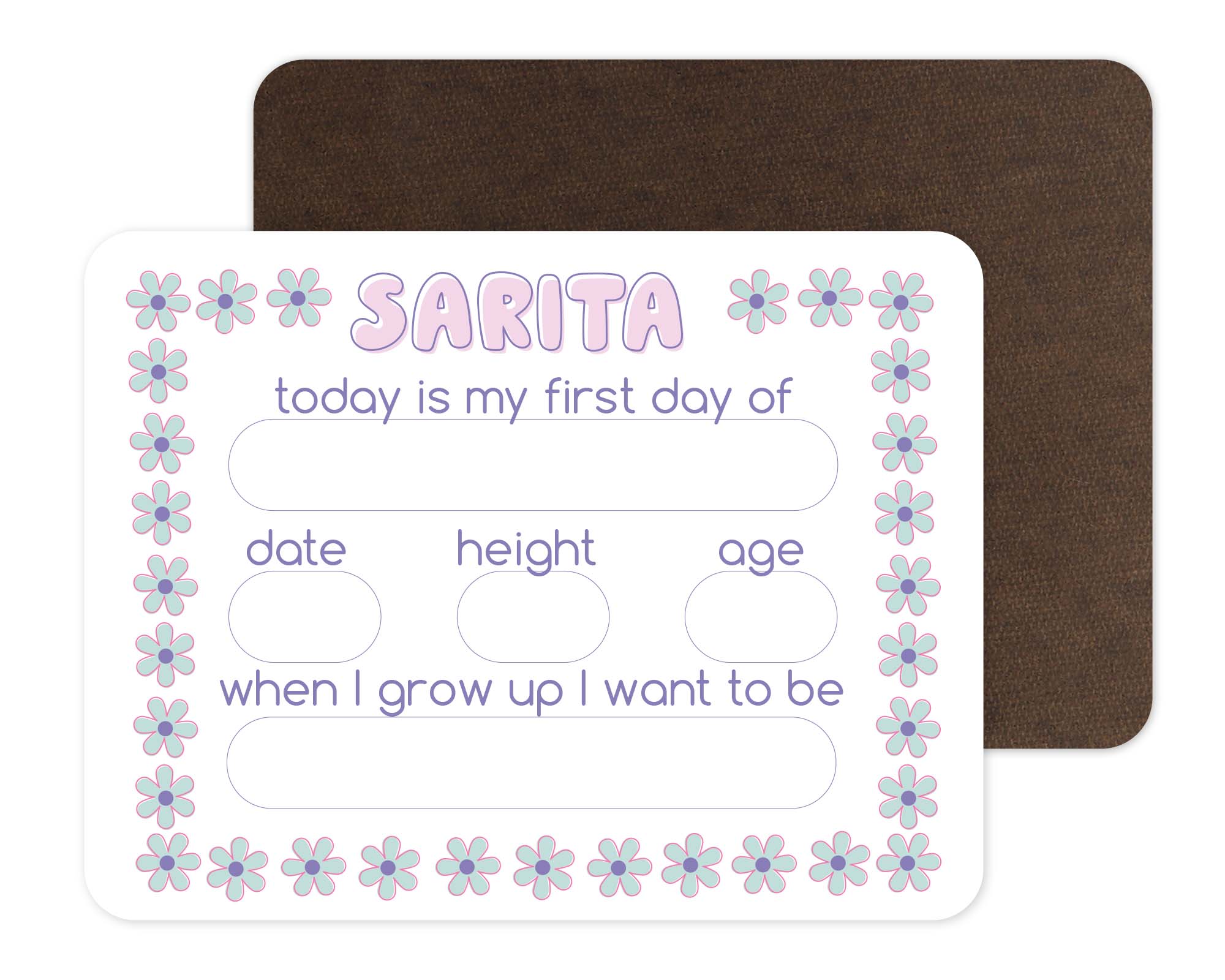  Kids Personalized Whiteboard | First Day Of - Retro Daisy、mySite、layawaytickets