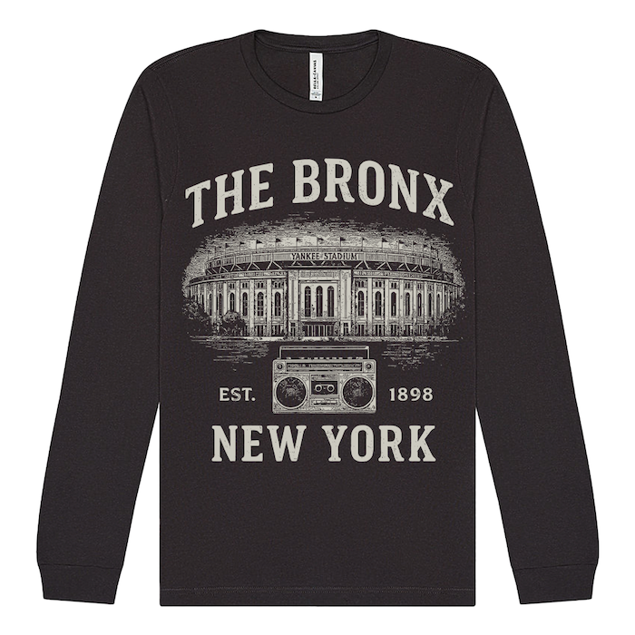 THE BRONX Vintage Dark Grey Long Sleeve - Five Boroughs Tribute Series (7 Sizes)、mySite、vikingsvslions