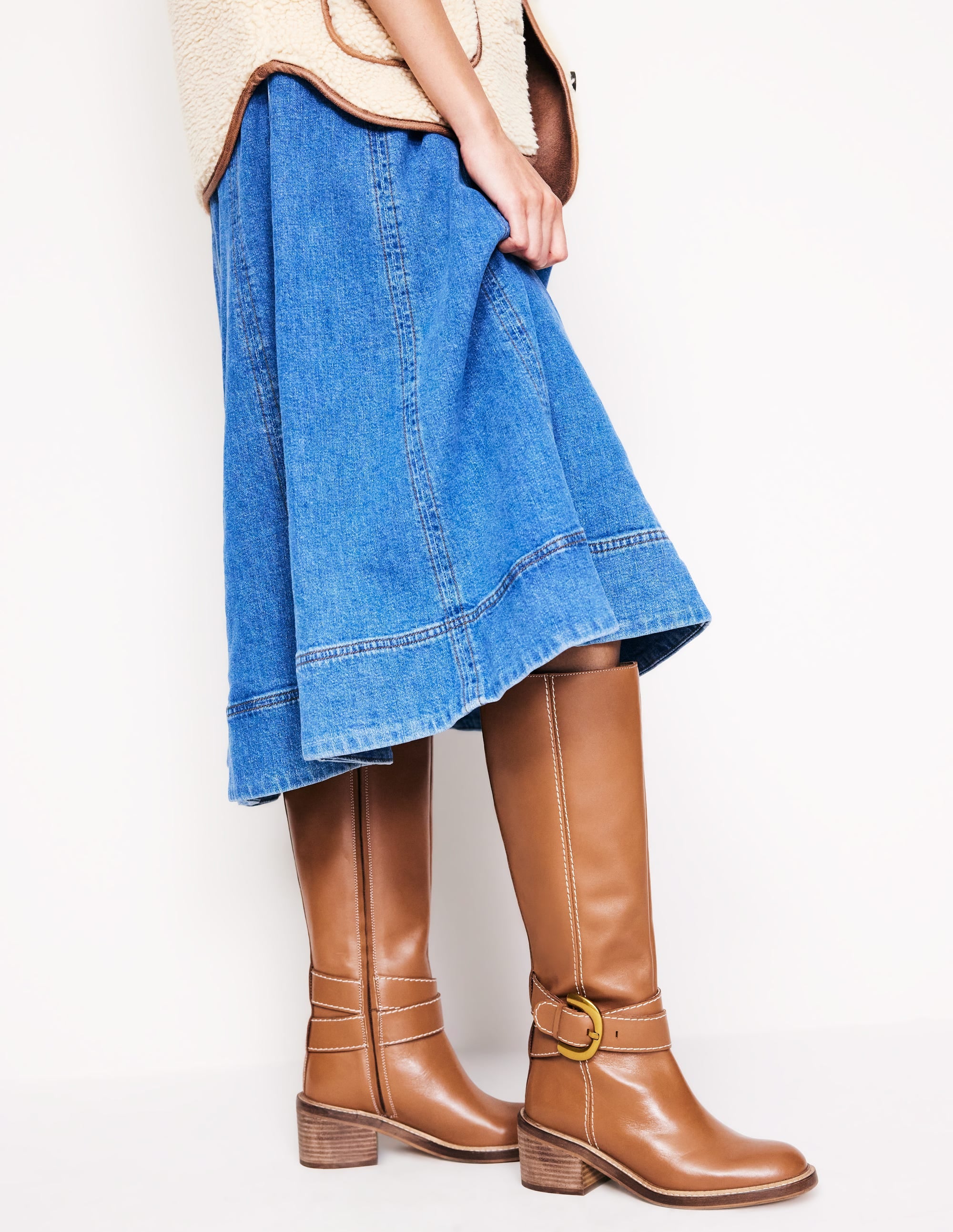  Buckled Knee High Boots-Tan、mySite、ashleygrahame