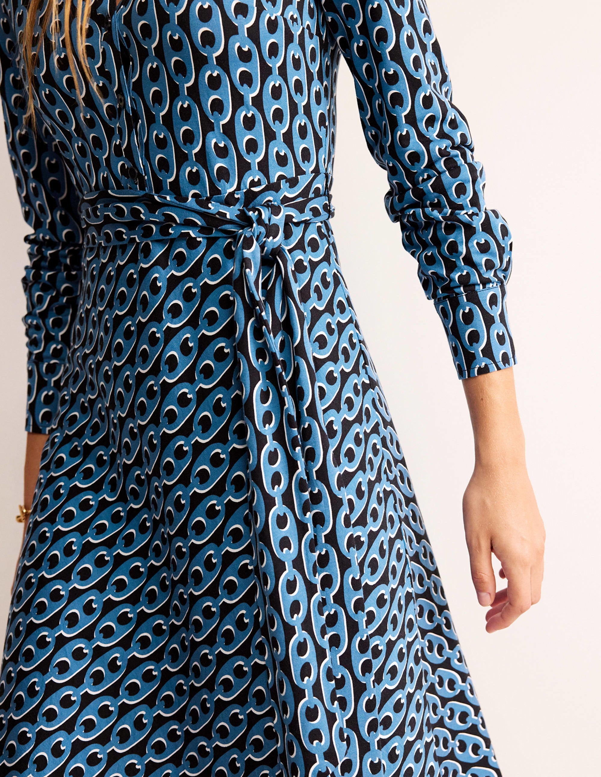  Laura Jersey Midi Shirt Dress-Azure, Geo Chain、mySite、ashleygrahame