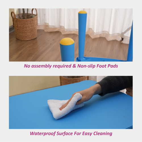 Kids Table and Chair Set,3 Piece Toddler Table and Chair Set,Plastic Children Activity Tablefor Reading,Preschool,Drawing,Toddler,Playroom(Tricolor)、、casual