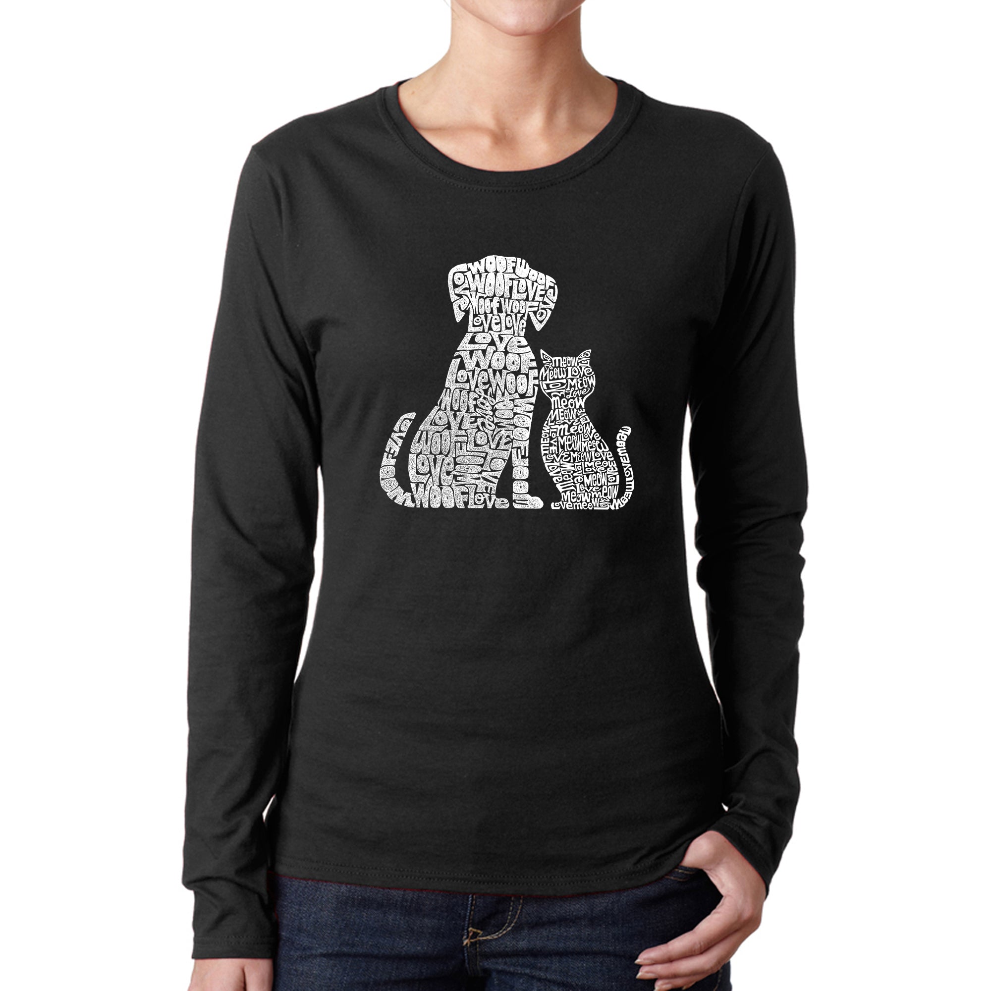 Dogs and Cats - Women's Word Art Long Sleeve T-Shirt、mySite、camillekostekn