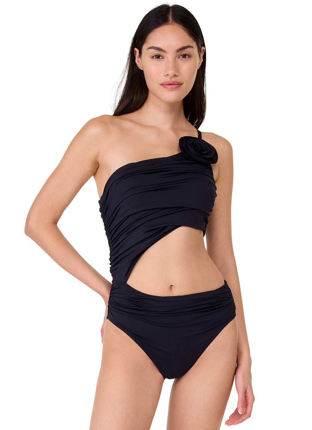 Kate Spade Women's Rosette Solids One Shoulder One Piece Swimsuit、mySite、noshort