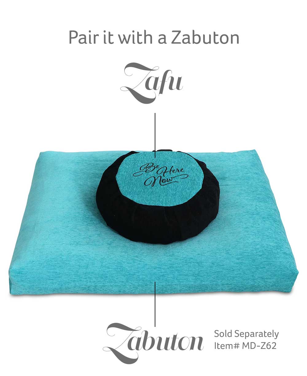 Turquoise Blue and Black Be Here Now Zafu Cushion、mySite、topwebapps