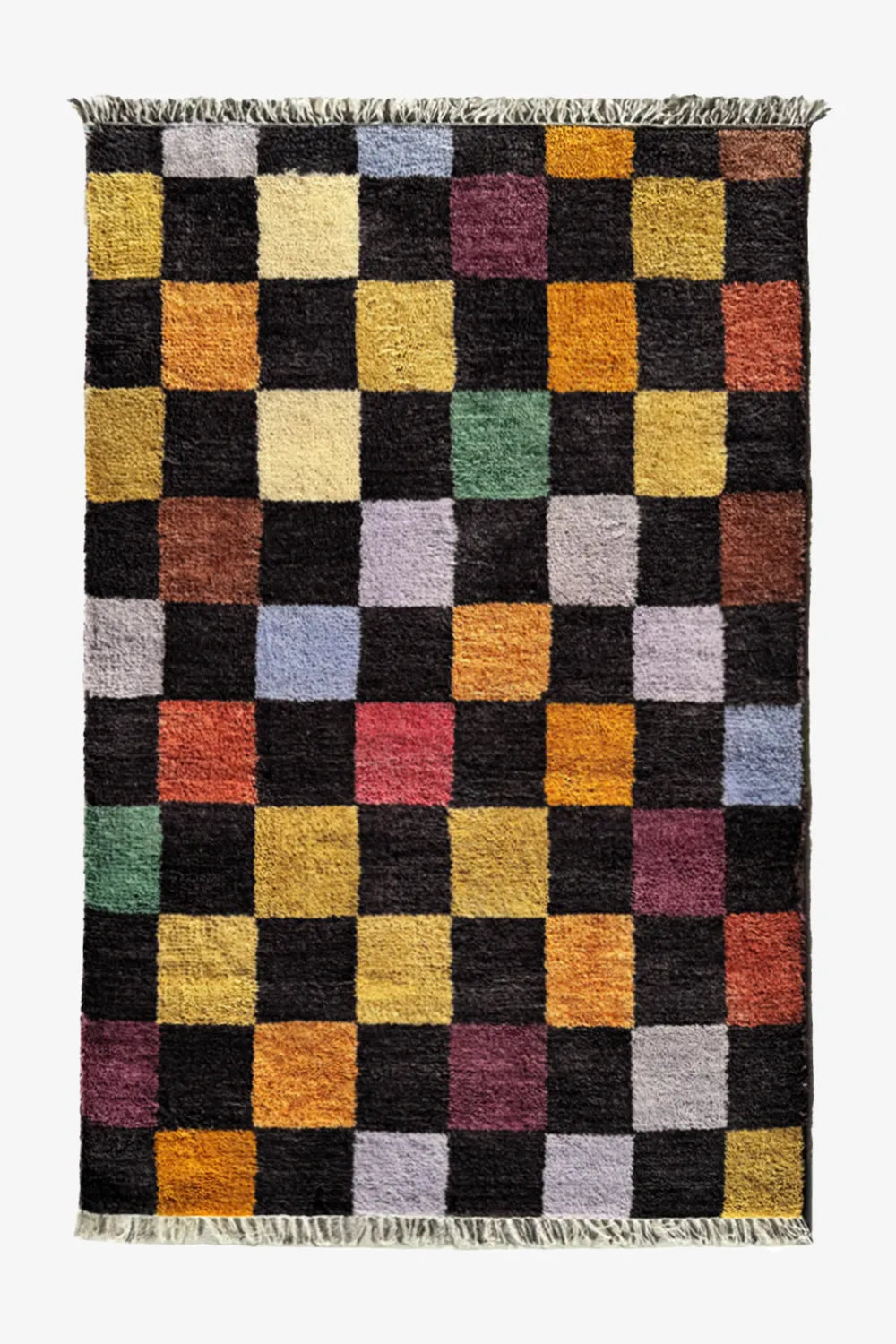 Colorful Checkered Hand Knotted Wool Rug、mySite、gigharbornorthrealestate