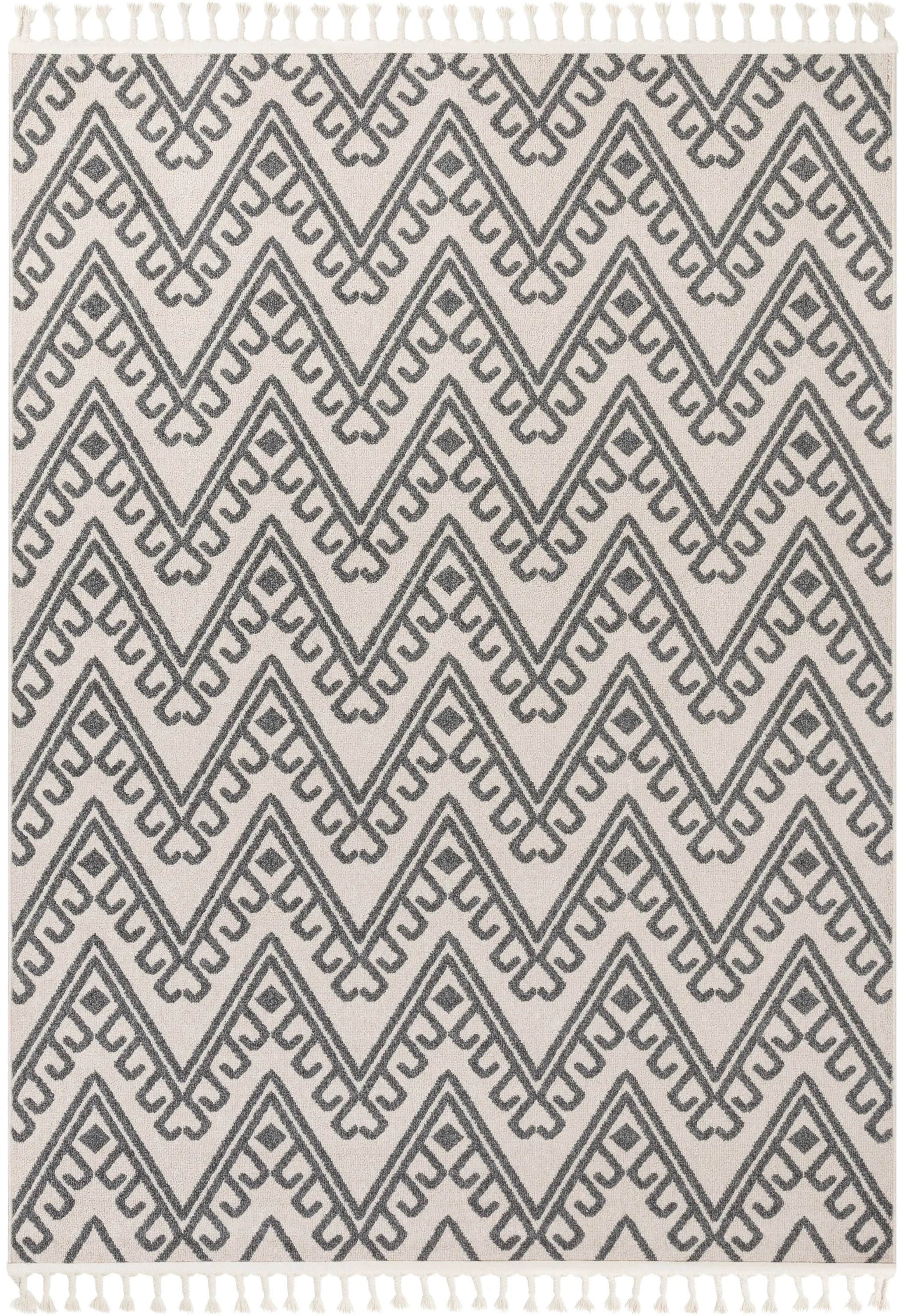 Tico Geometric Tribal Beige 5'3 x 7'3 Kilim-Style Rug、mySite、gigharbornorthrealestate