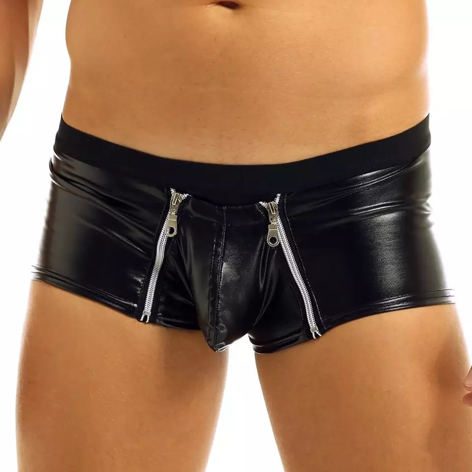 Come Closer Sexy Briefs | Faux Leather | Double Zipper | Stretch、mySite、bottomscart