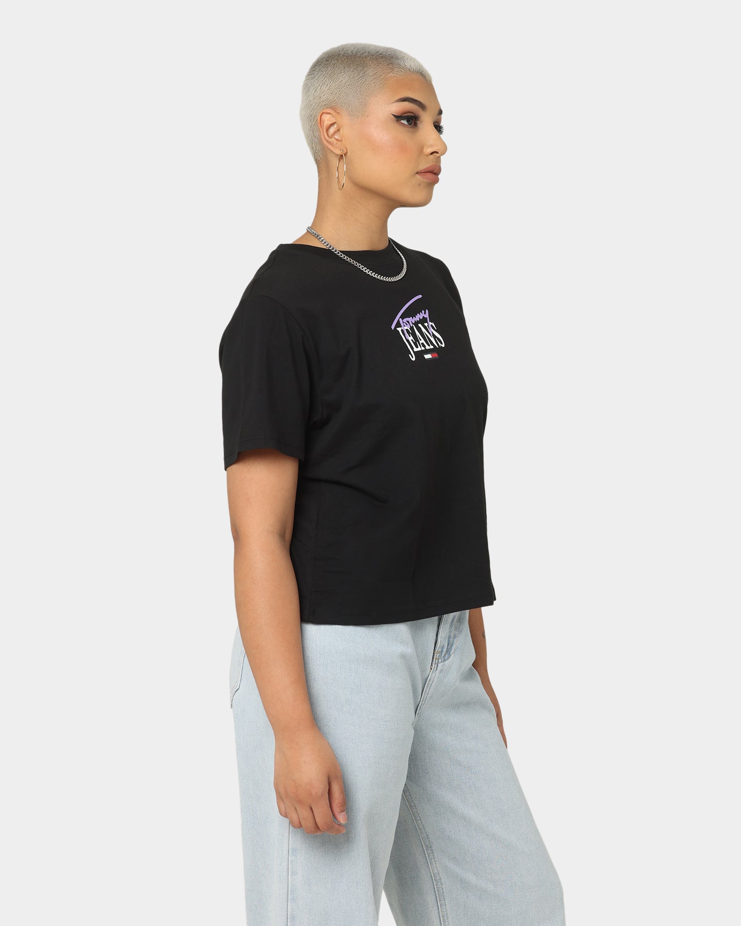 Tommy Jeans Women's TJW Classic Logo 1 Short Sleeve T-Shirt Black、mySite、zt4zffjzw