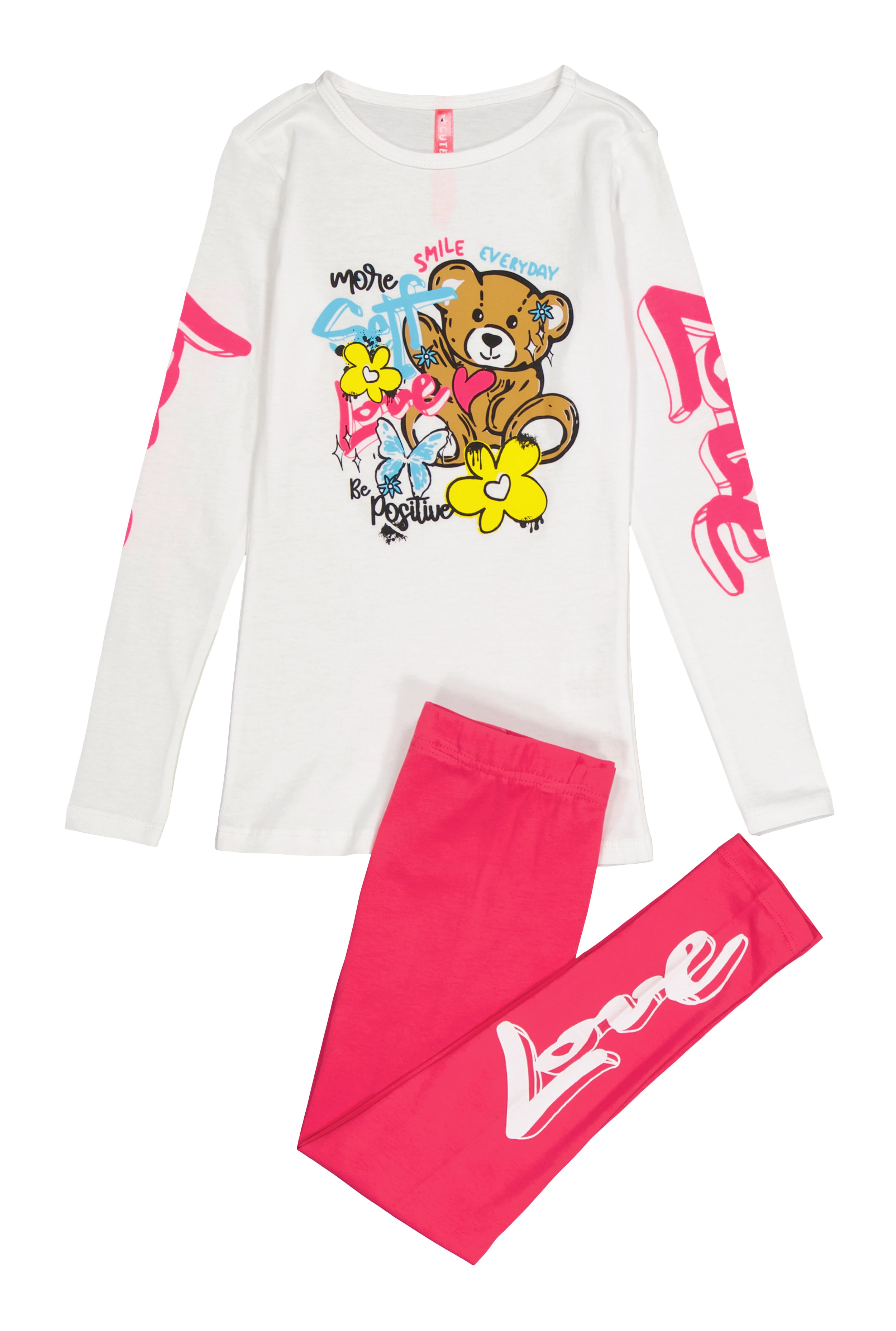 Little Girls Bear Self Love Graphic Top and Leggings、mySite、camillekostekn