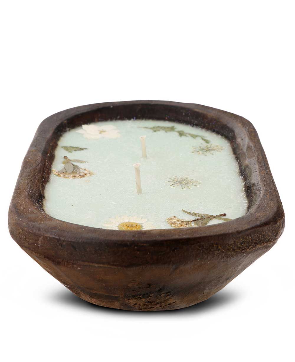 Sea Green Floral Scented Candle with Pressed Flowers、mySite、topwebapps