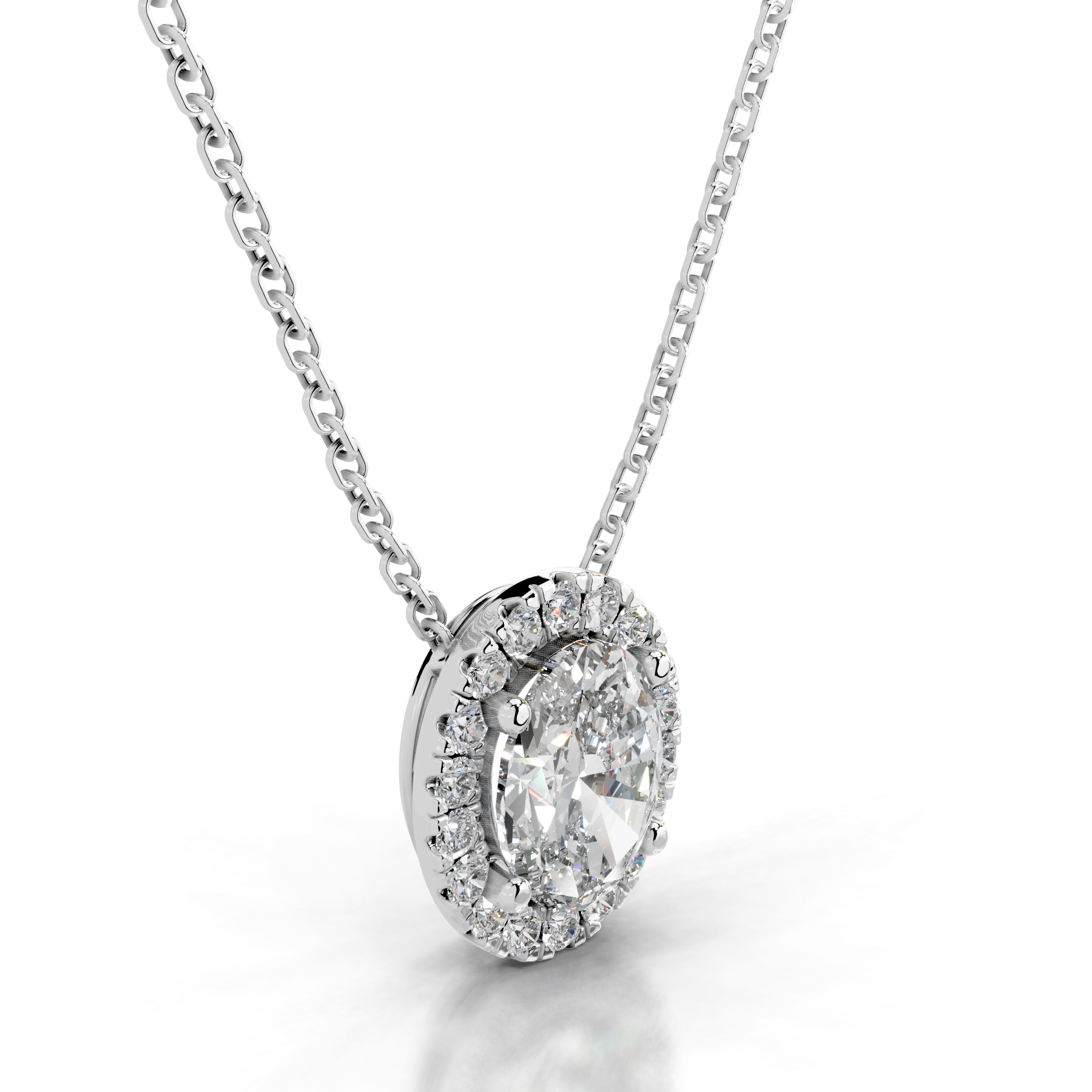 Manon Lab Grown Diamond Halo Pendant (2.25 Carat) -18K White Gold、mySite、hinf8tx79