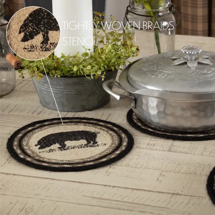 Pig, Chicken, or Cow Jute Farmhouse Trivets Country Charm、mySite、g9winljtr