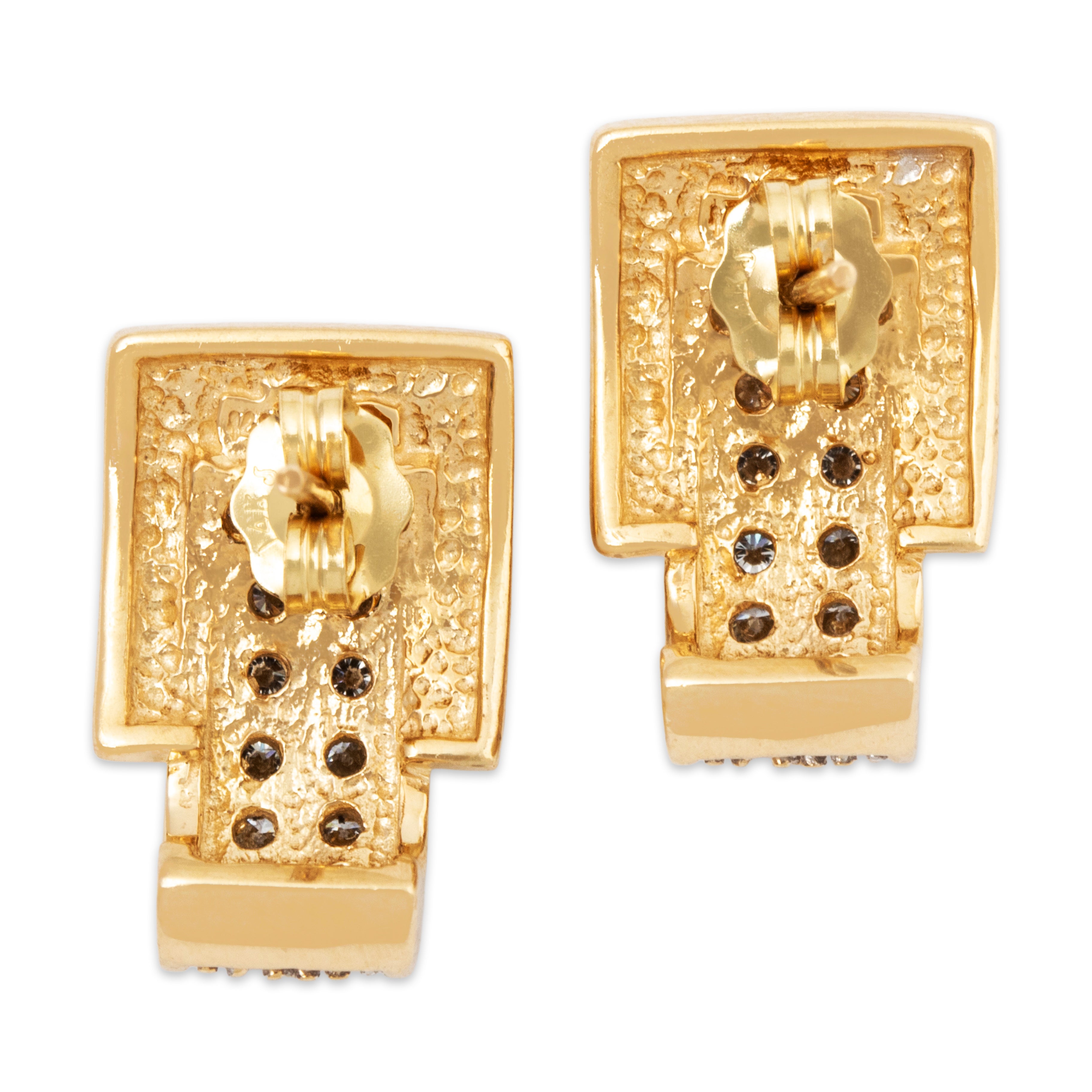 Vintage 14k Yellow Gold .43cttw Diamond Buckle Stud Earrings、mySite、hinf8tx79
