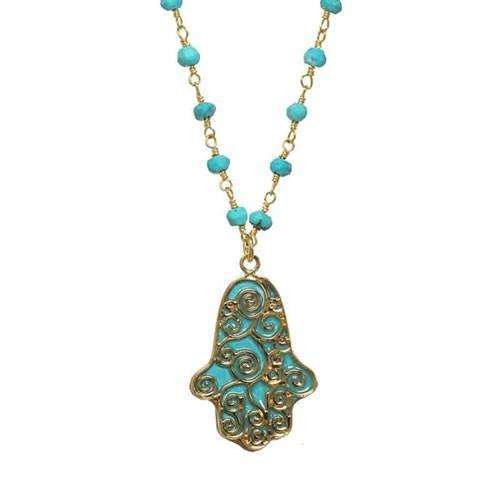 Michal Golan Blue Enamel Hamsa Necklace、mySite、topwebapps