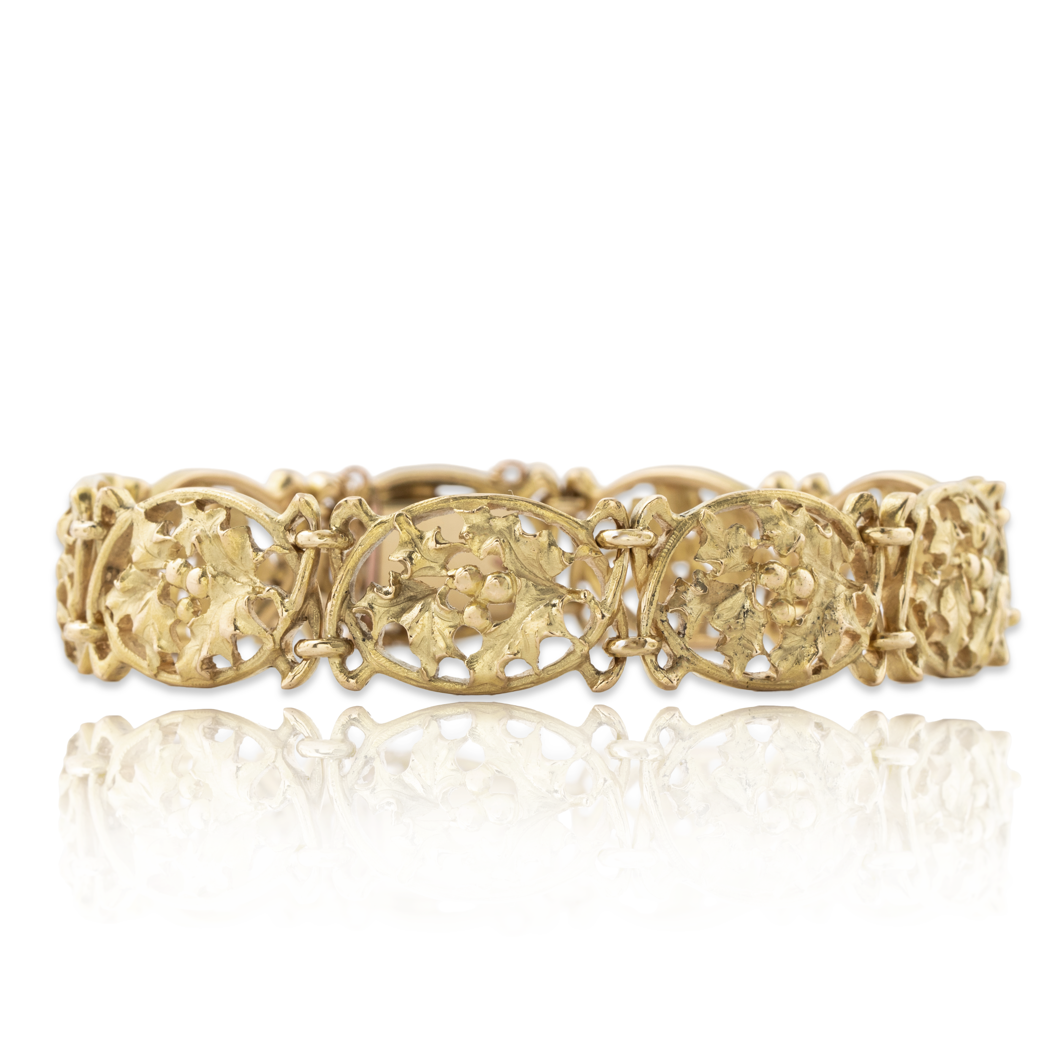 Antique French 18k Yellow Gold Spectacular Holly Bracelet 6.75、mySite、hinf8tx79