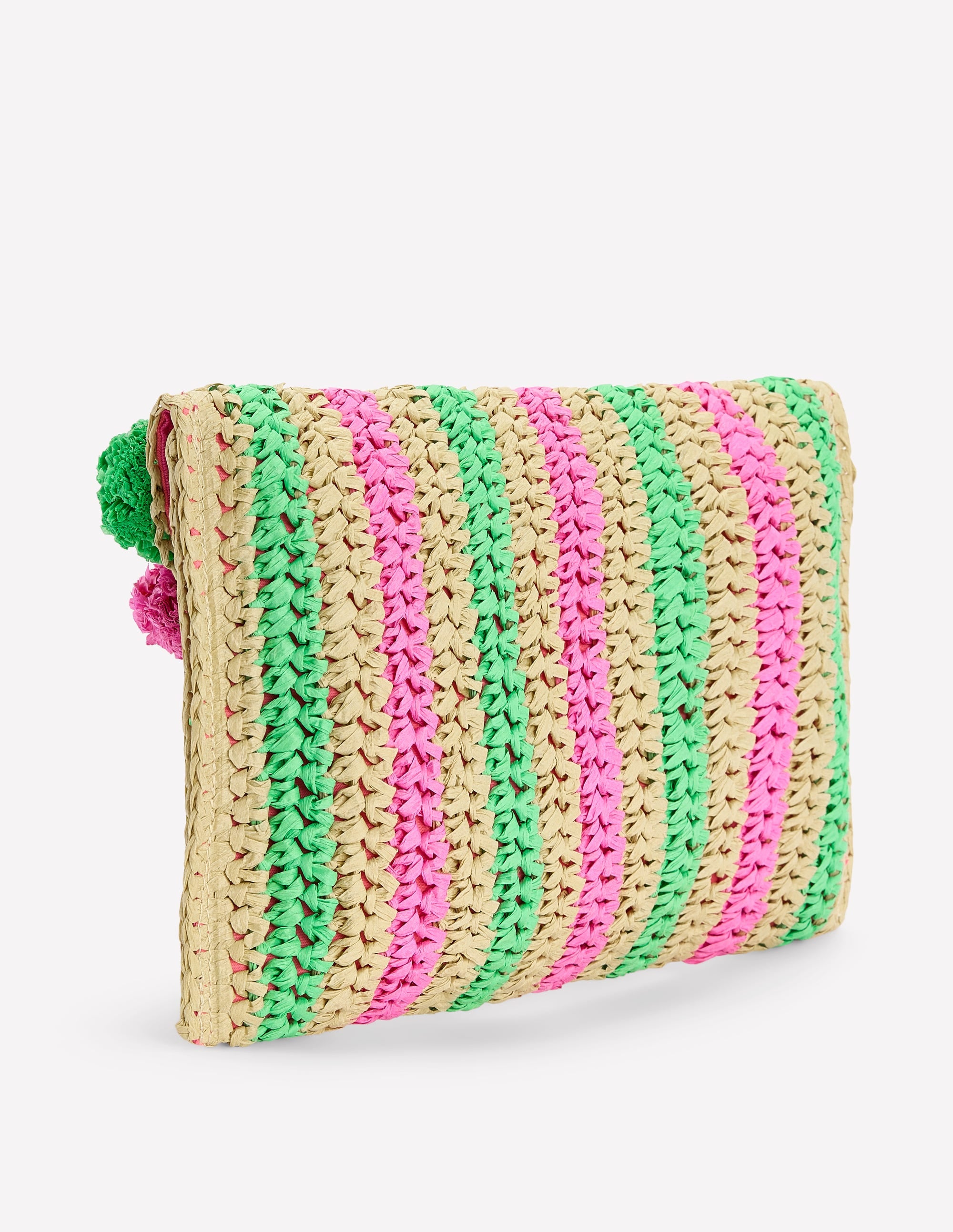  Fringe Raffia Clutch-Pink/Green、mySite、ashleygrahame