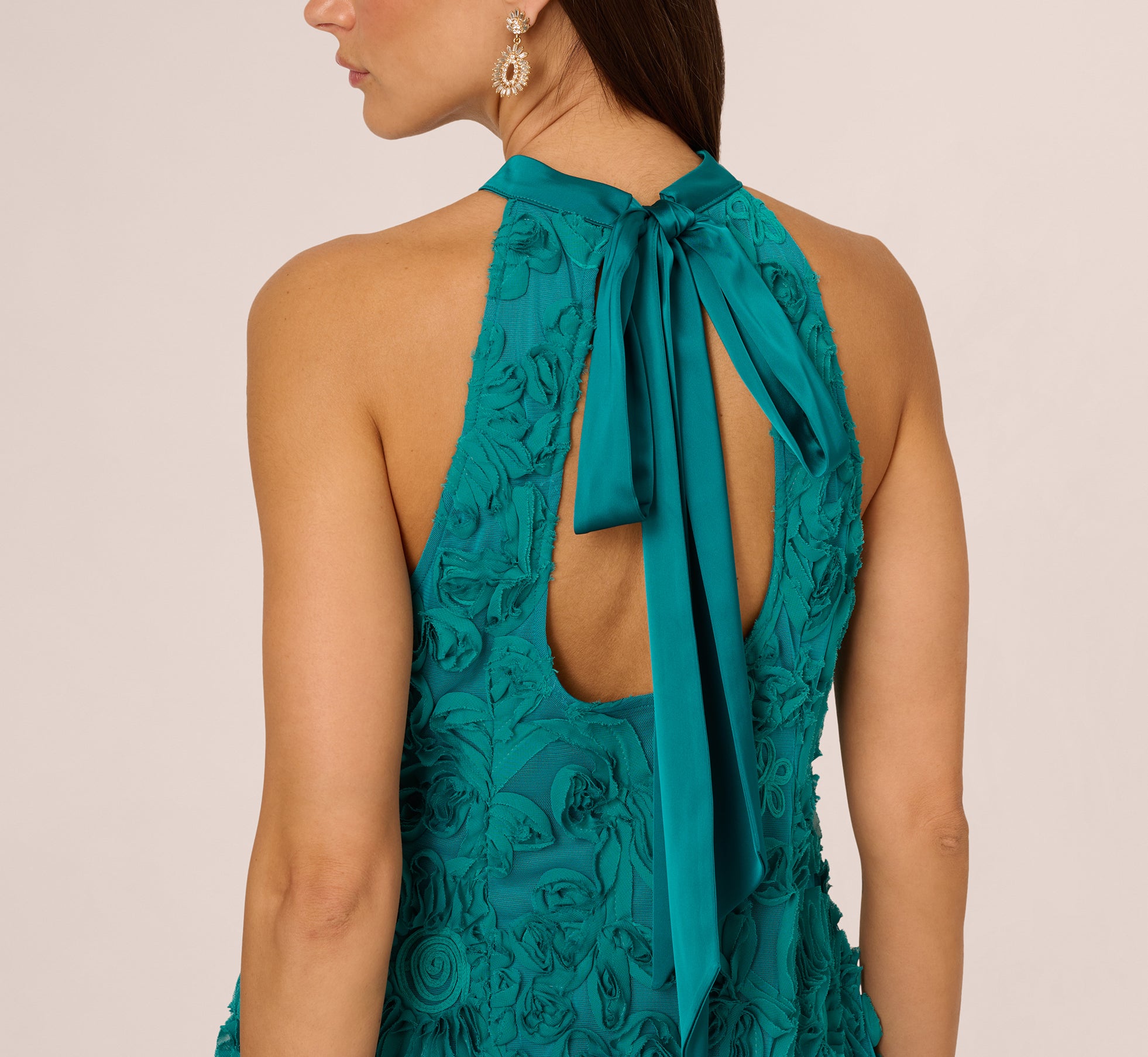 Soutache Embroidered Trapeze Dress In Teal Lagoon、mySite、solidvoid