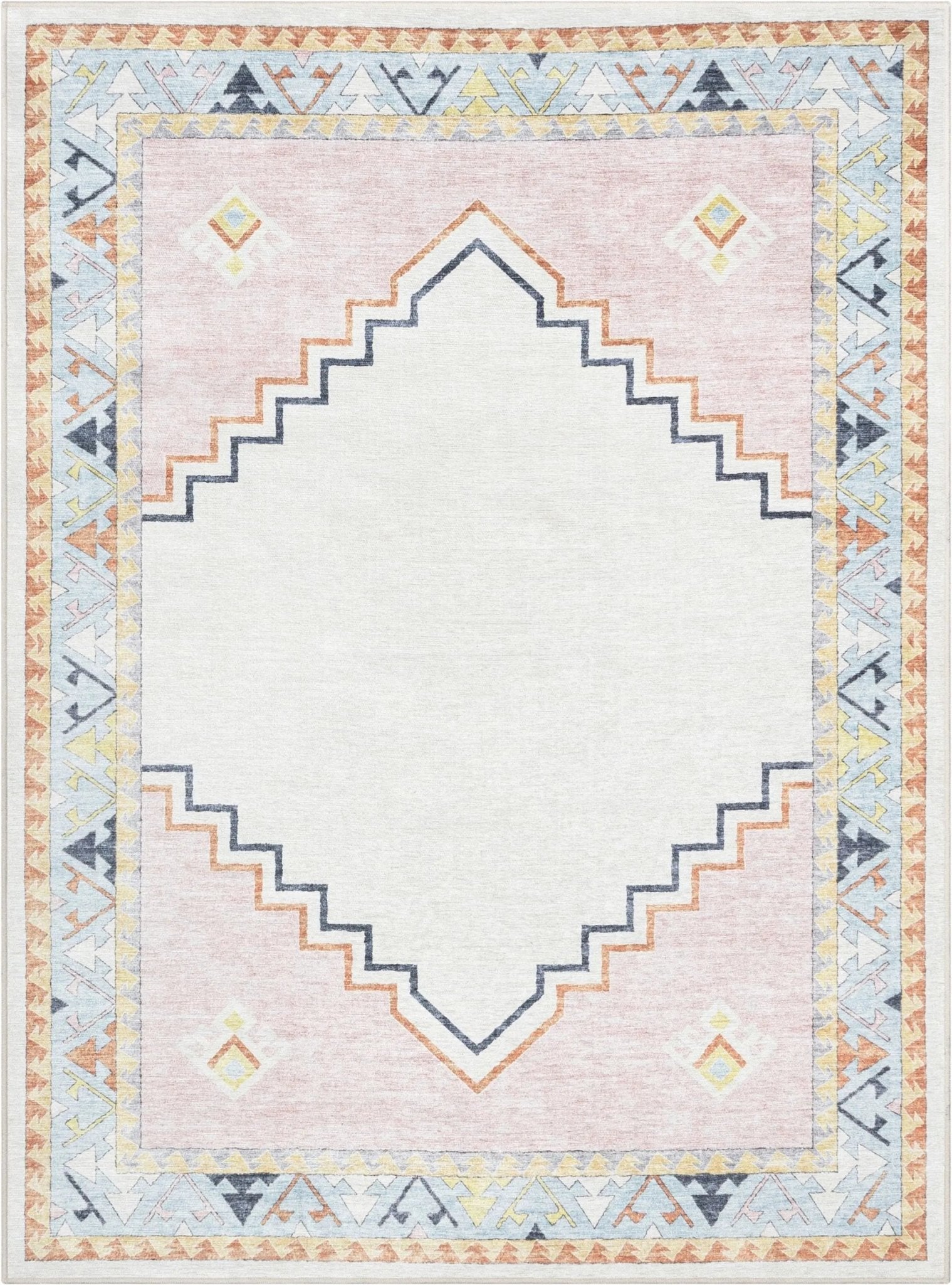 Ethnic Soft Medallion Modern Pink Beige Kids Flat-Weave Rug、mySite、gigharbornorthrealestate