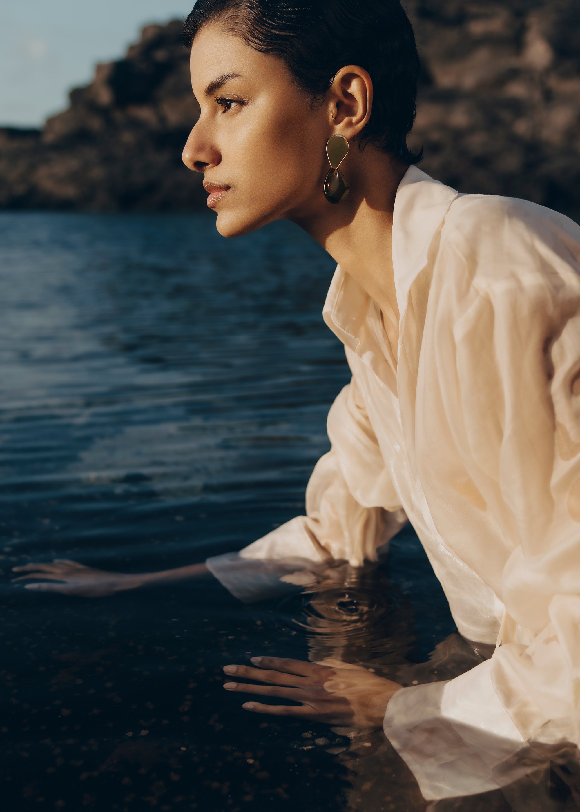 Boucles d'oreilles Na茅 - Verre fum茅、mySite、camillekostekn