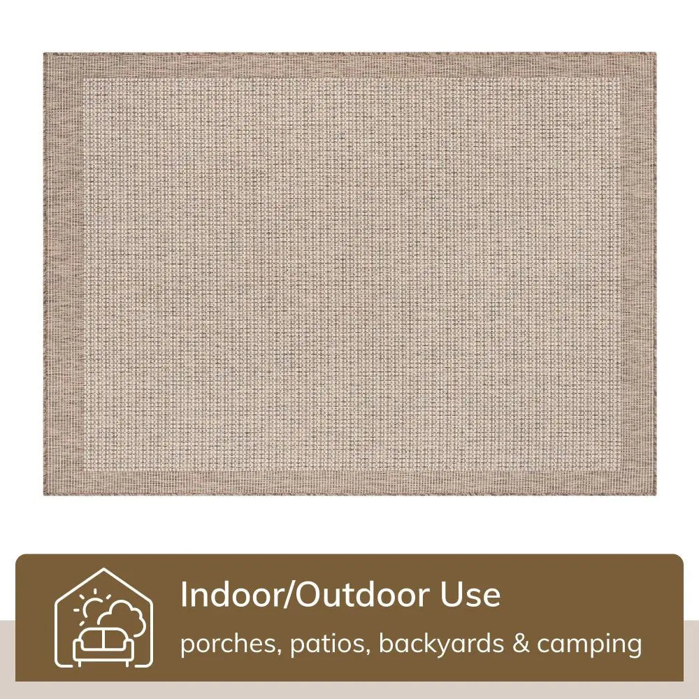 Odin Solid & Striped Border Indoor Outdoor Ivory Flatweave Rug、mySite、gigharbornorthrealestate