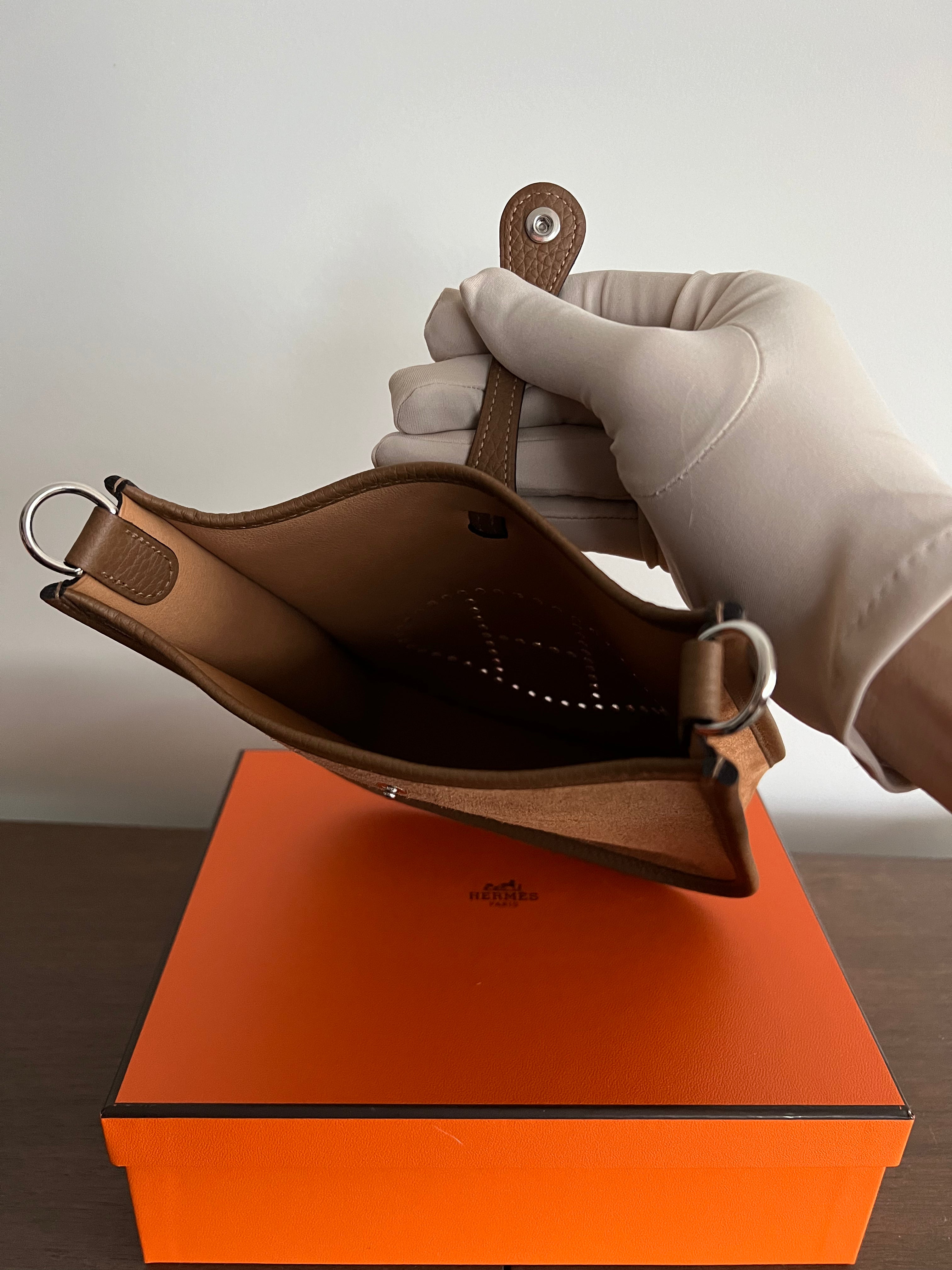 Hermès Mini Evelyne 16 Grizzy Clemence Chamois Alezan Gold PHW、mySite、garminoutage.com