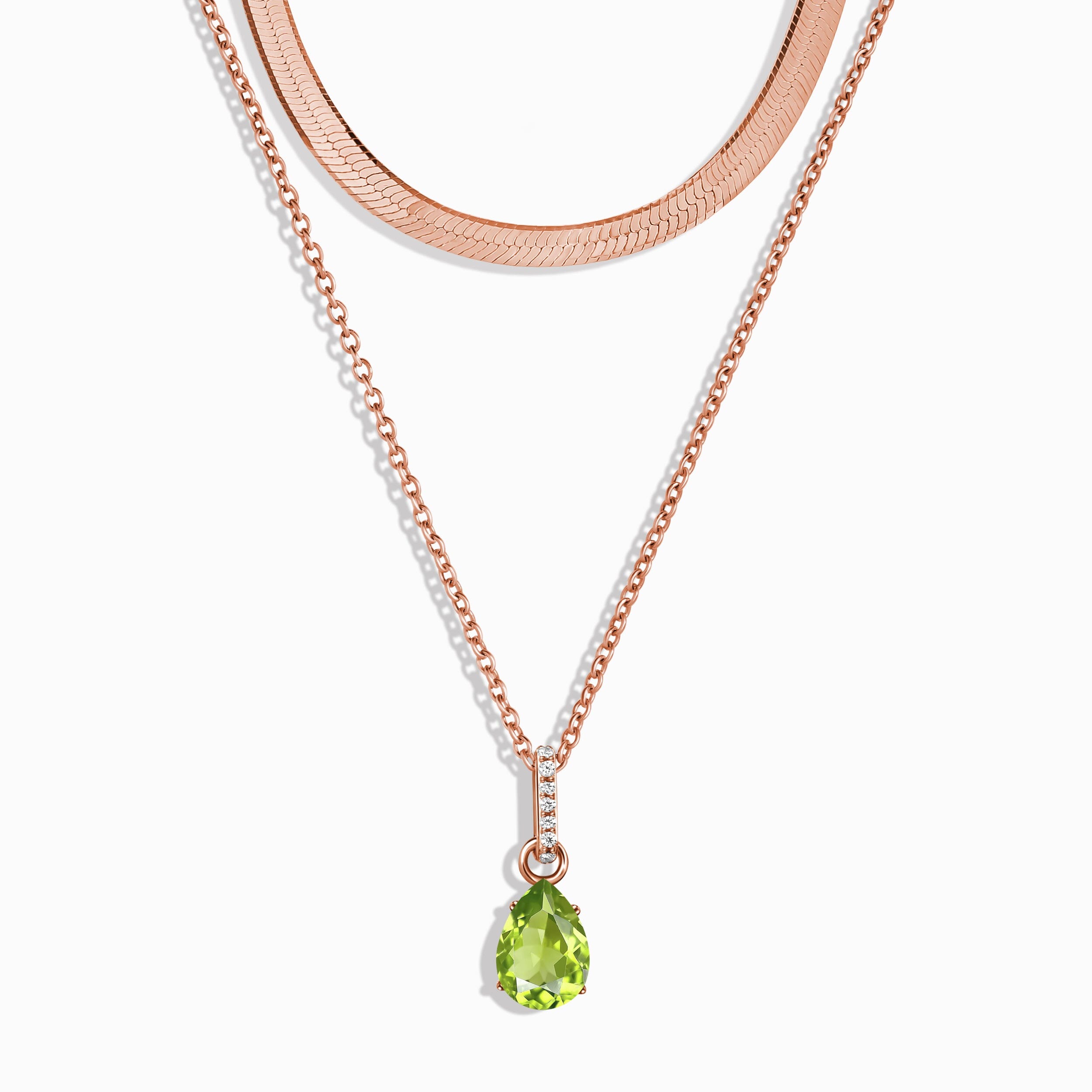 Peridot Birthstone Sway Necklace & Herringbone Chain、mySite、hinf8tx79