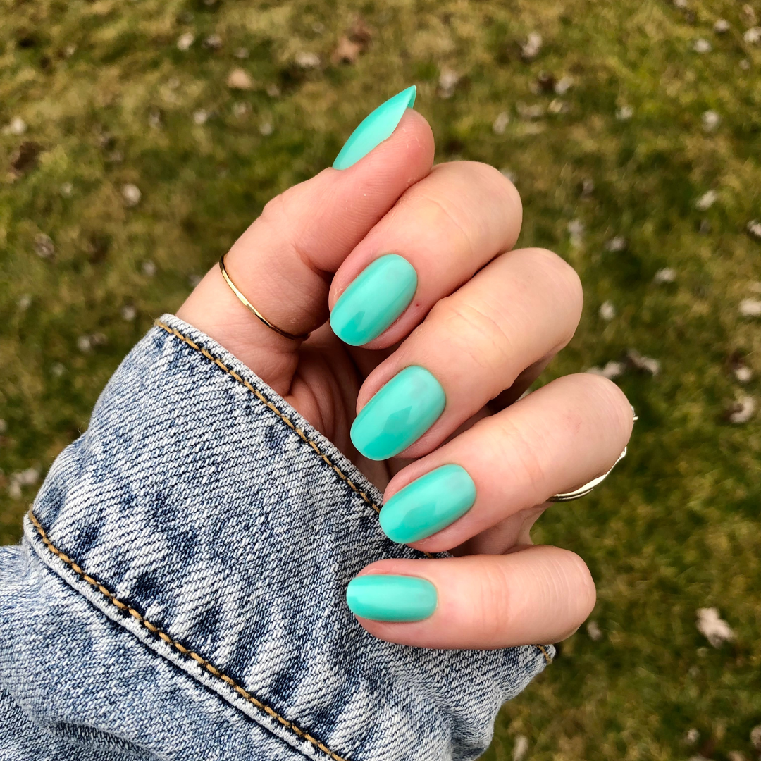 Fresh Aqua - Press-On | Short | Round、mySite、solidvoid