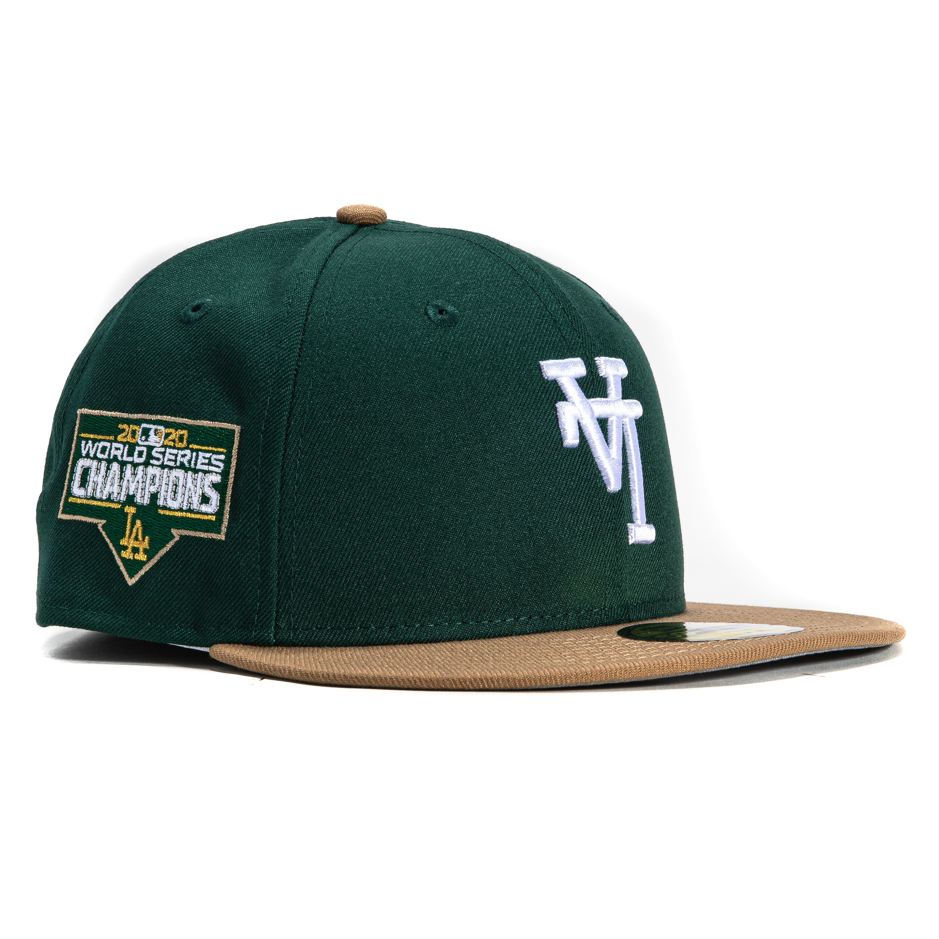 New Era 59Fifty Los Angeles Dodgers 2020 World Series Champions Patch Upside Down Hat - Green, Khaki、mySite、vikingsvslions