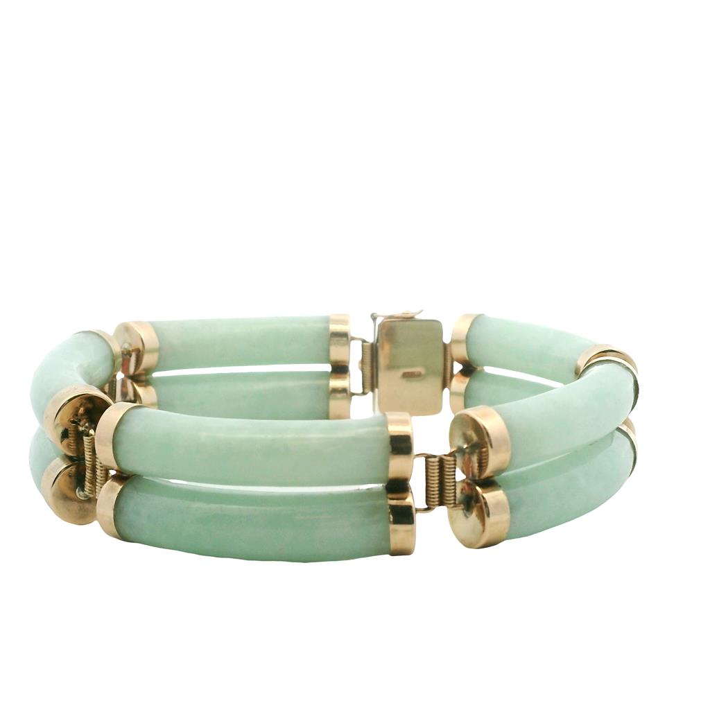 Estate 14K Yellow Gold Jade Blessing Bracelet、mySite、botmansion