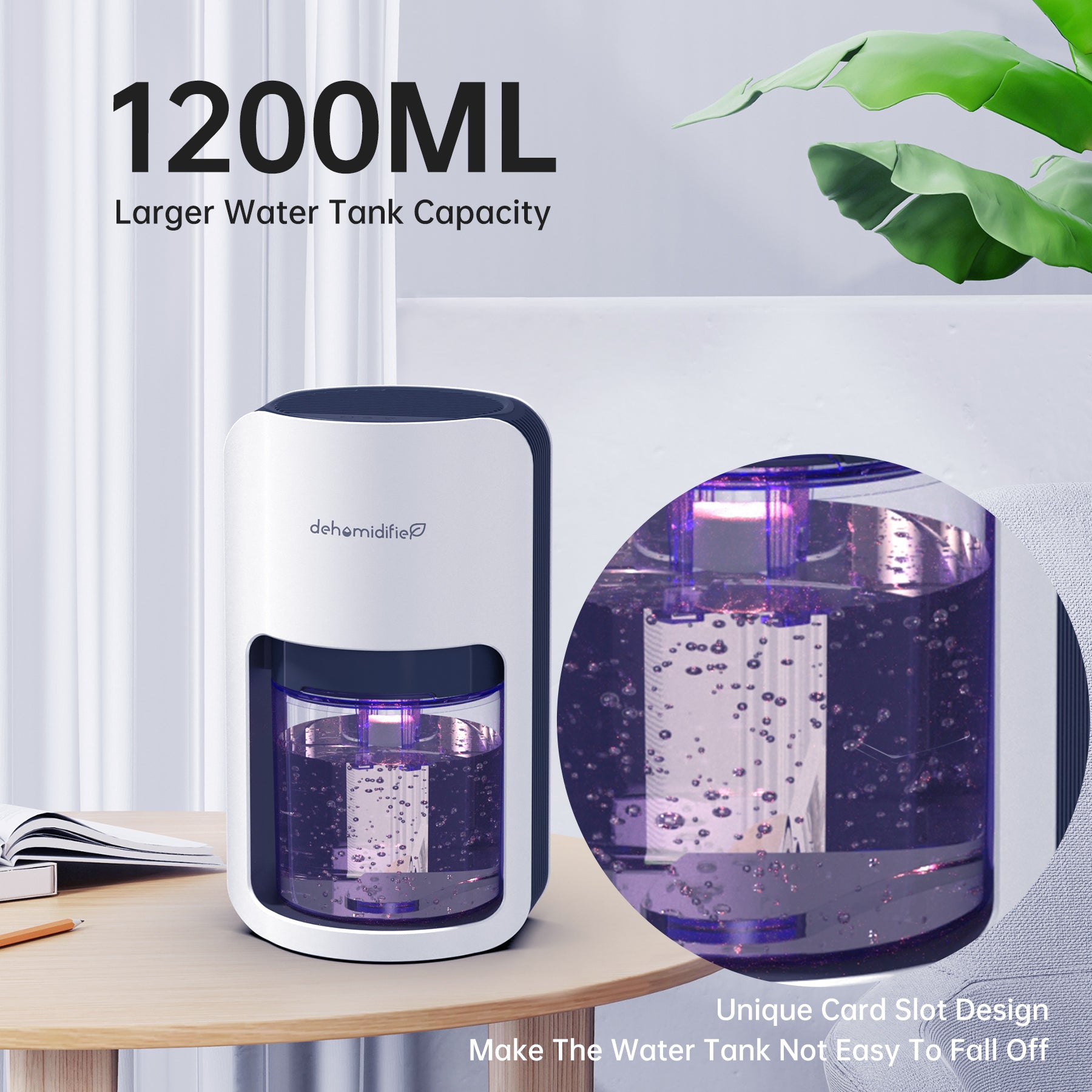KLOUDIC 1200ml Ultra Quiet Dehumidifier with Automatic Defrosting for Home, 480 Sq ft、mySite、fannypackpong
