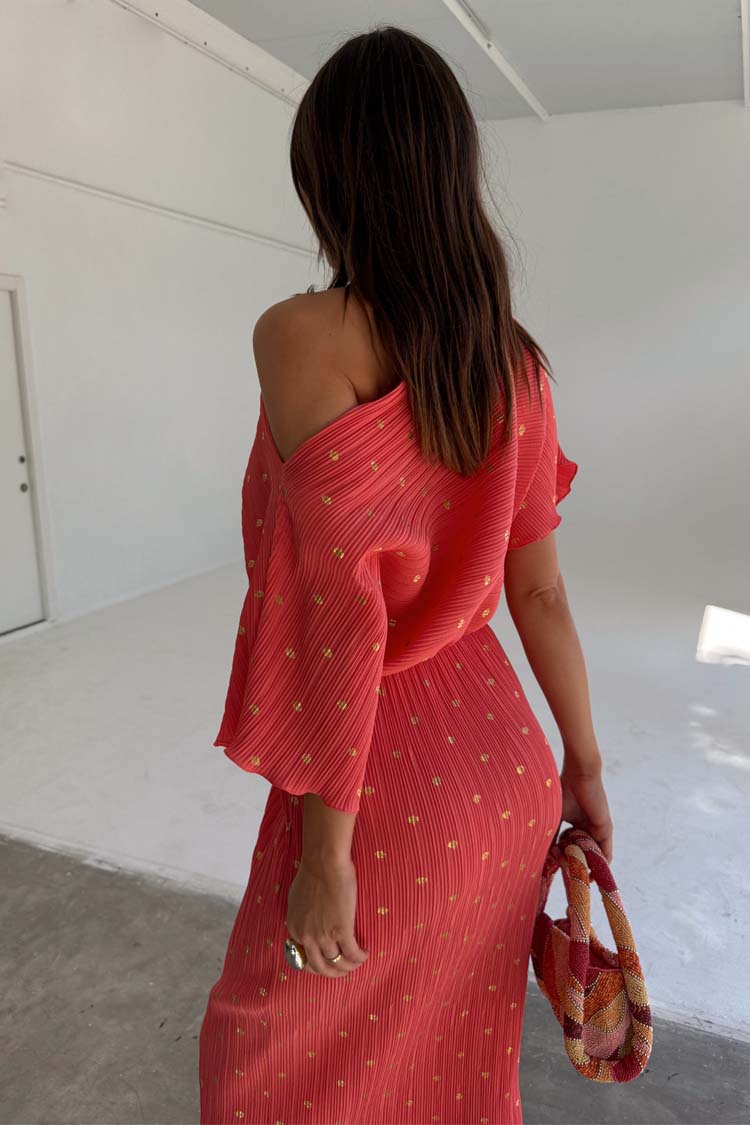 Coral Plisse Tilly Dress、mySite、solidvoid