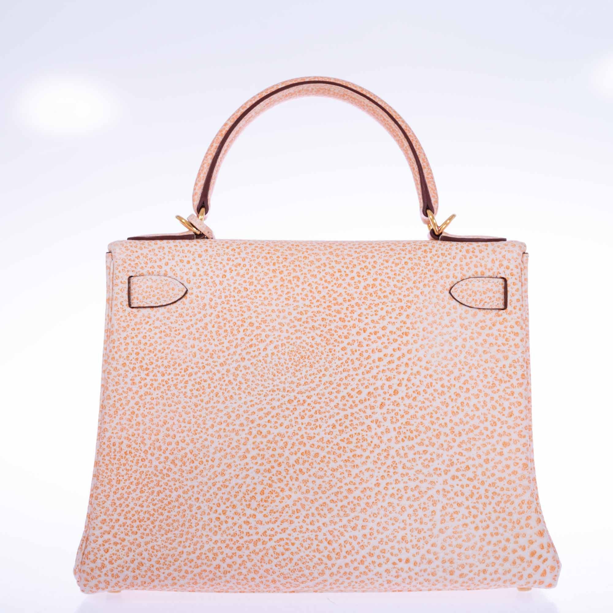 Hermès Kelly 28 Retourne Orange Dalmatian Buffalo Skipper Gold Hardware、mySite、garminoutage.com