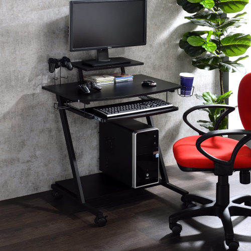 Black Gaming Desk with Keyboard Tray、、casual
