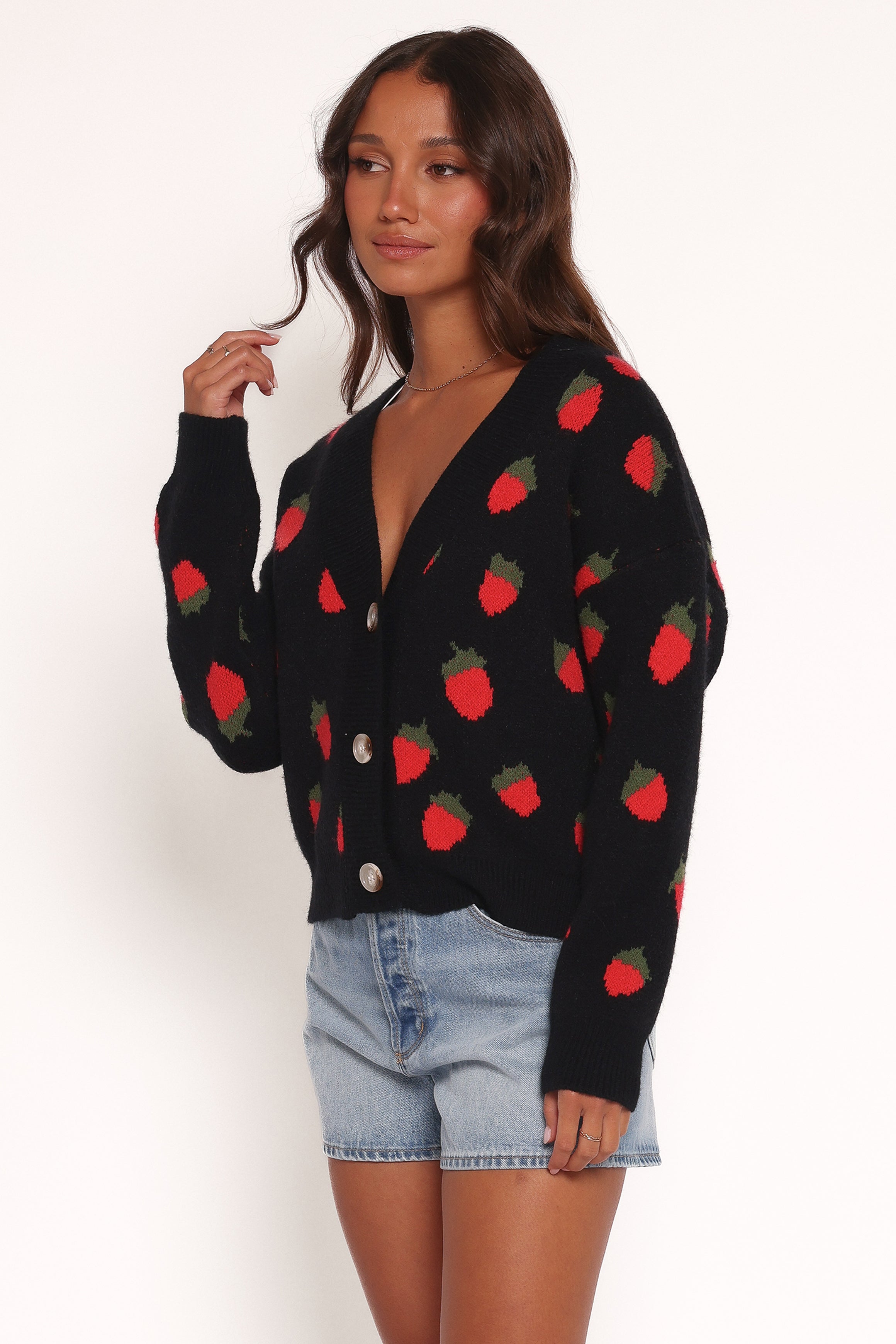  Judson Strawberry Knit Cardigan - Black、mySite、sugarbowlscore