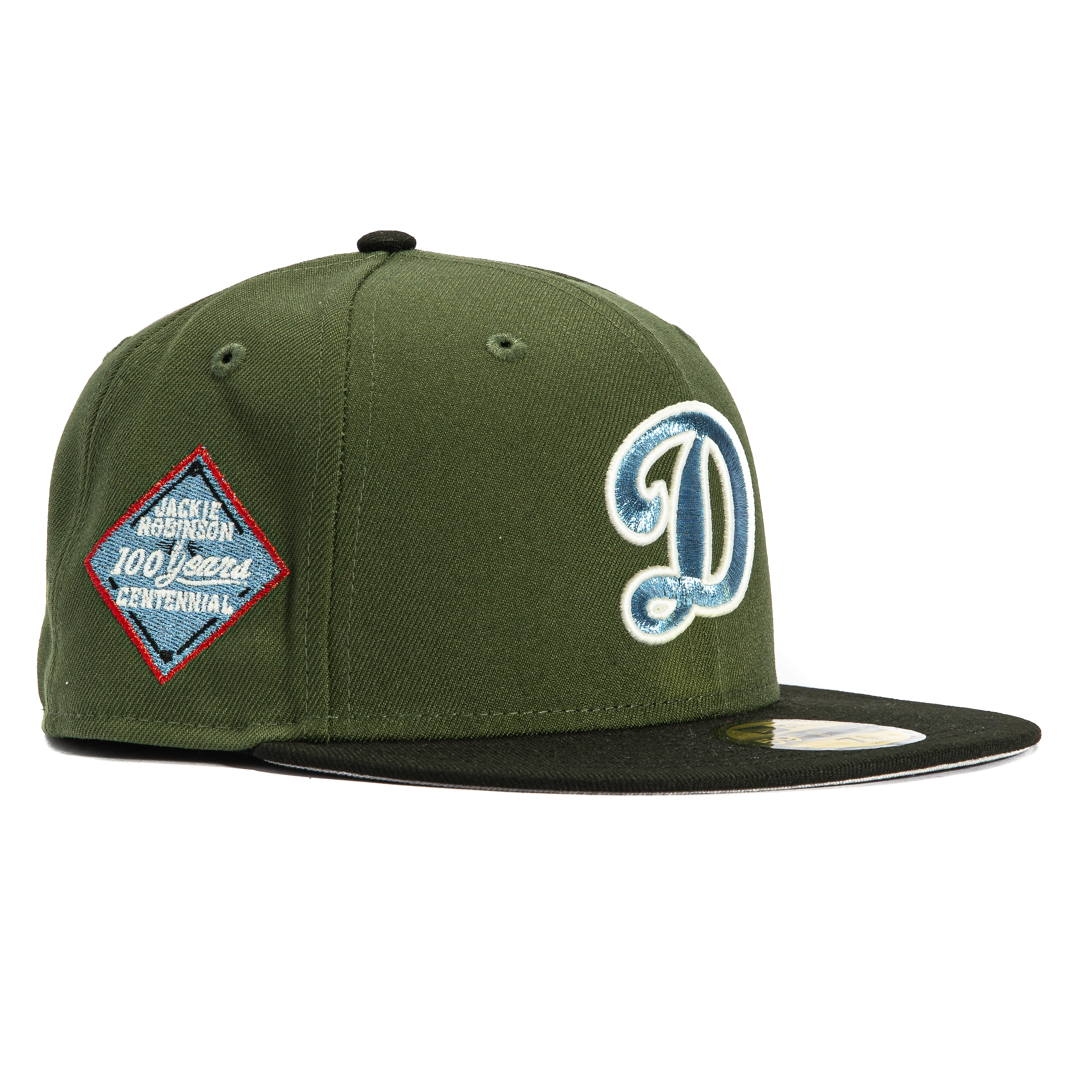 New Era 59Fifty Los Angeles Dodgers Jackie Robinson 100th Anniversary Patch D Hat - Olive, Black, Light Blue、mySite、vikingsvslions