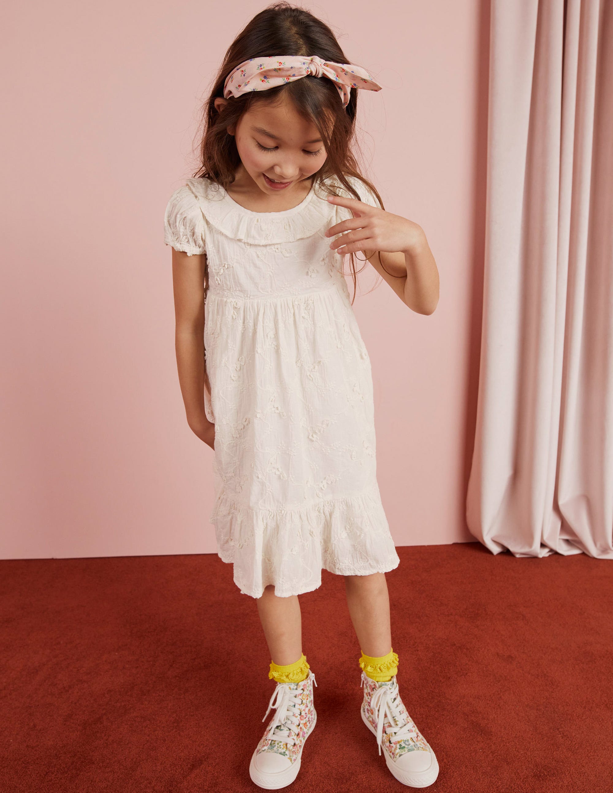  Dip Hem Broderie Dress-Ivory、mySite、ashleygrahame
