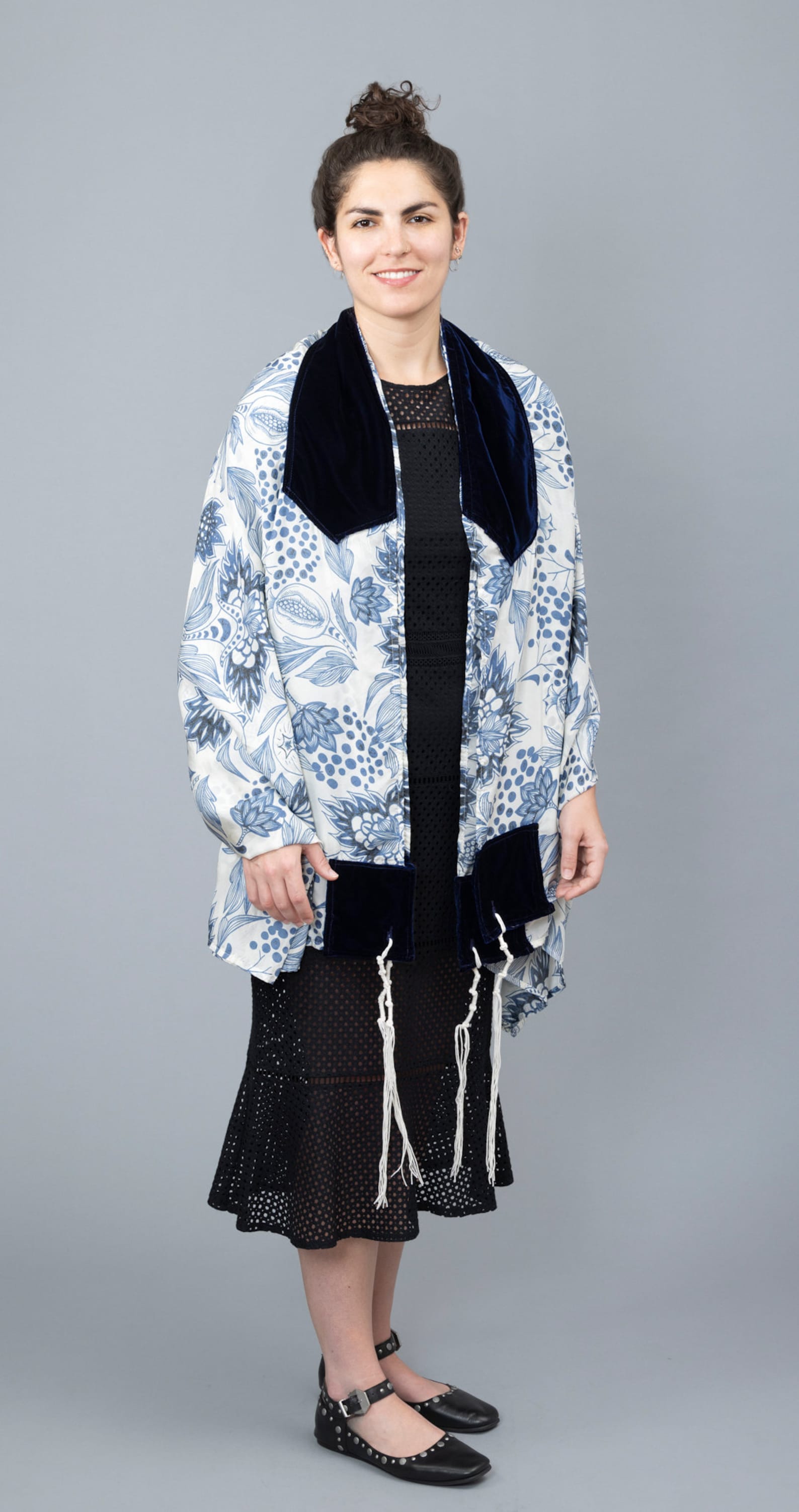 Blue and White Pomegranate Silk Habotai Tallit、mySite、topwebapps