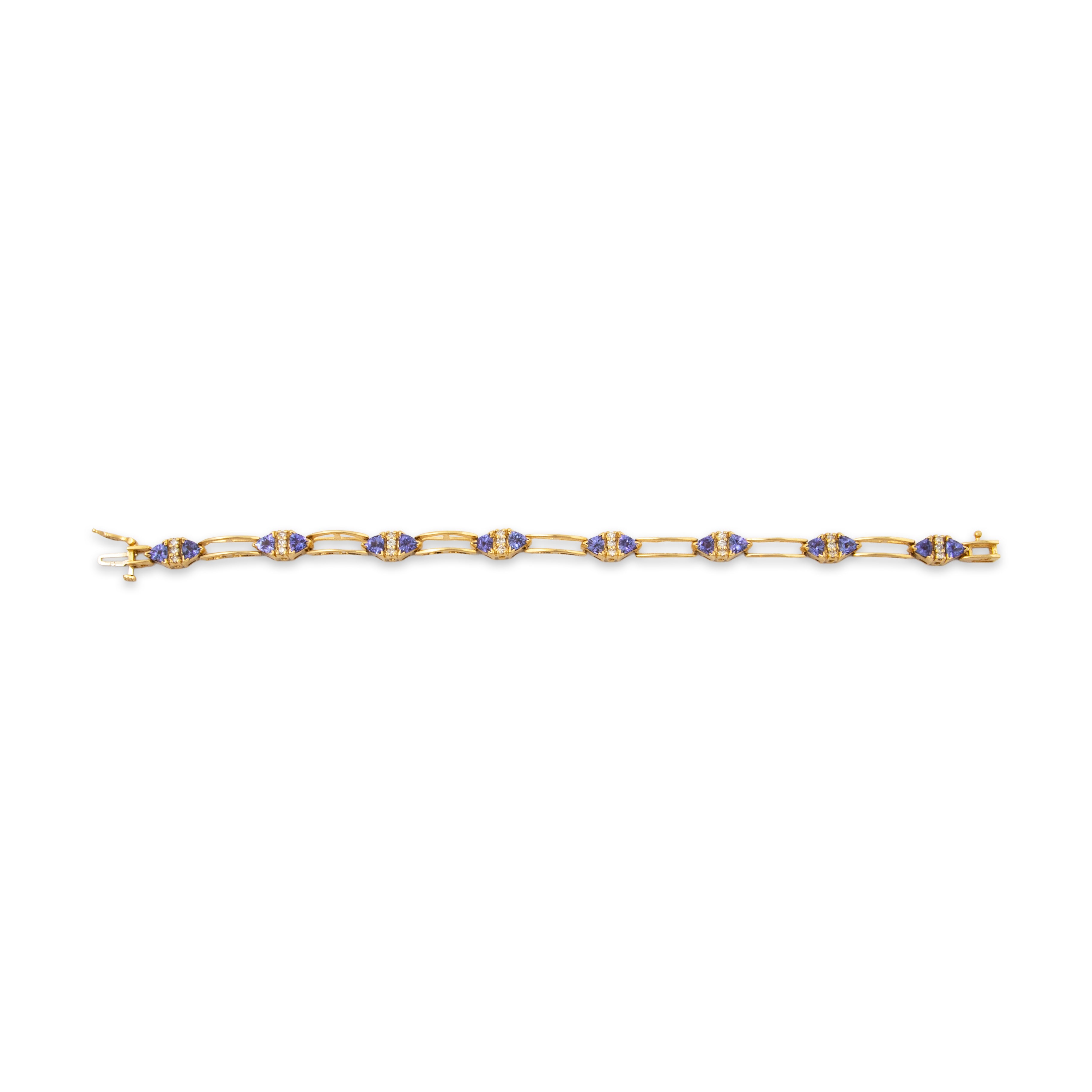 Vintage 14k Yellow Gold 2.4cttw Tanzanite .504cttw Diamond Station Bracelet 7、mySite、hinf8tx79