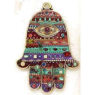 Michal Golan Brightly Colored Swarovski Crystal Hamsa Hand Wall Plaque、mySite、topwebapps