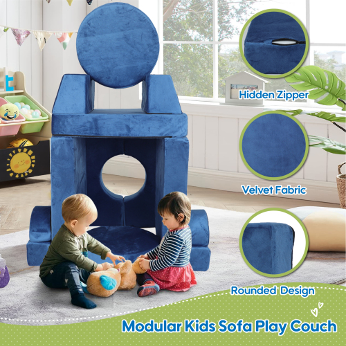 14pcs Kids Sofa Modular Play Couch,Child Sectional Sofa to Boost Creativity,Boys and Girls DIY Creativing Playroom Couch Furniture for Toddlers Conertible Foam and Floor Cushion,Gray、、casual