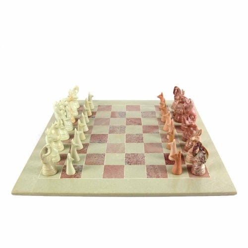 Hand Carved Kenya Traditional Soapstone Animal Chess Set or Pieces- 15 Board、mySite、g9winljtr
