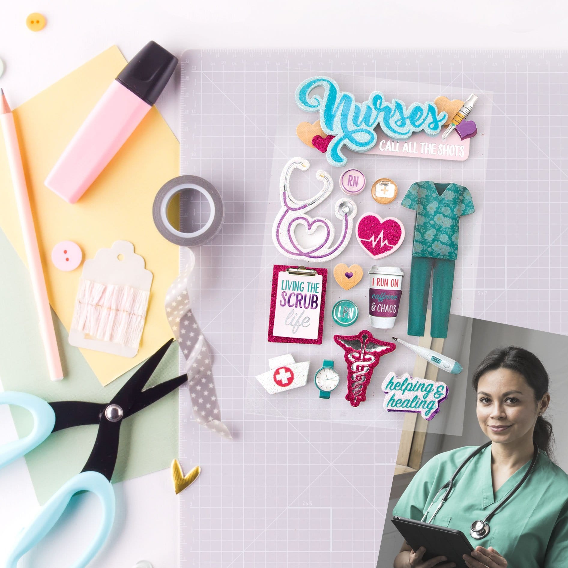  Scrapbook Stickers - 3D Nurses、mySite、ghnorth