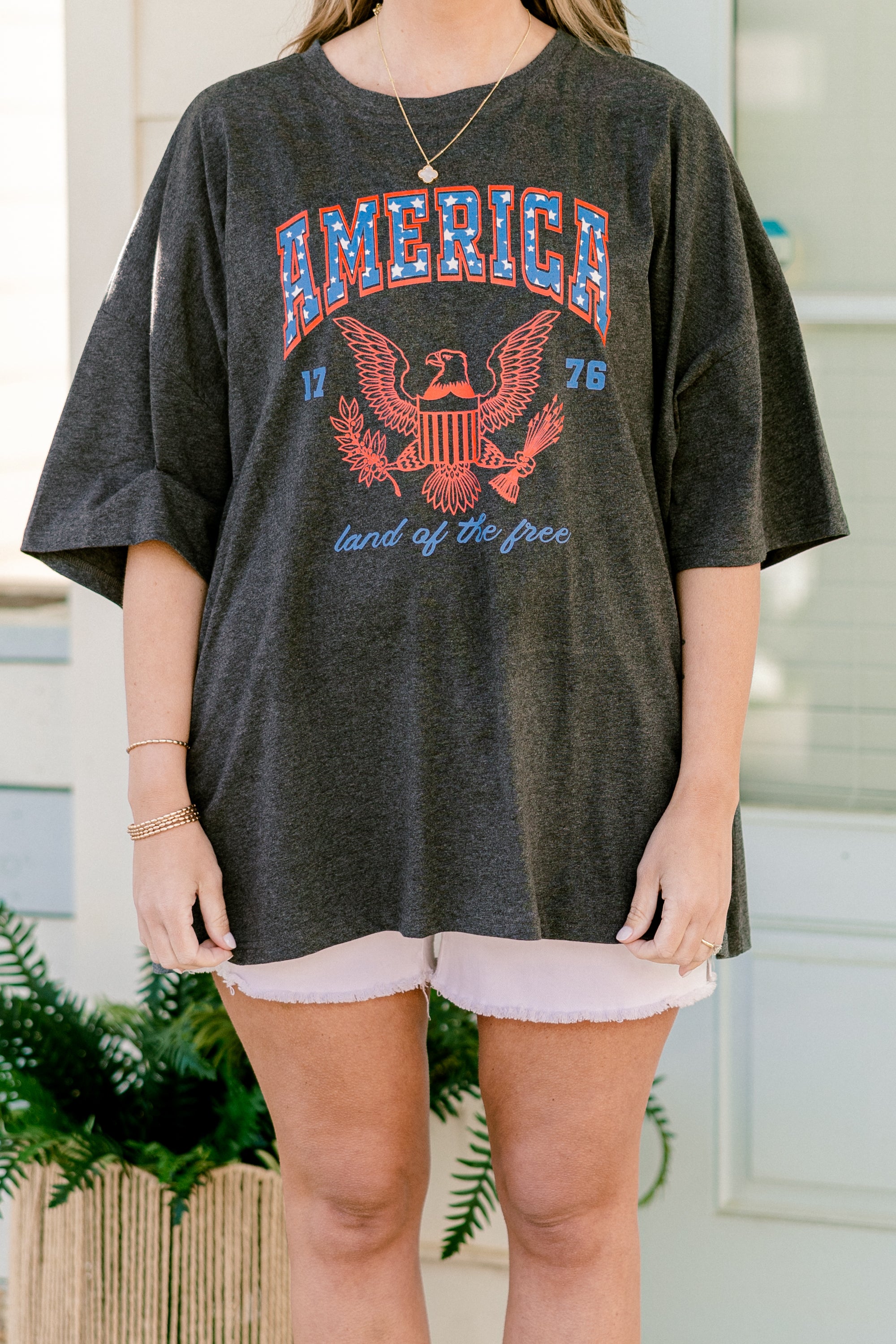  America the Free Boyfriend Tee, Charcoal、mySite、justintrudeaud