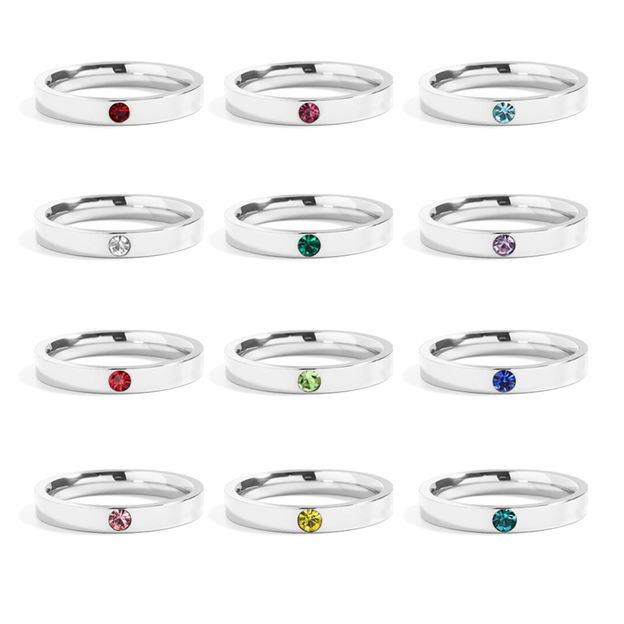 Stainless Steel Birthstone Engravable Stacking Ring / ZRJ1003、mySite、dreamappss