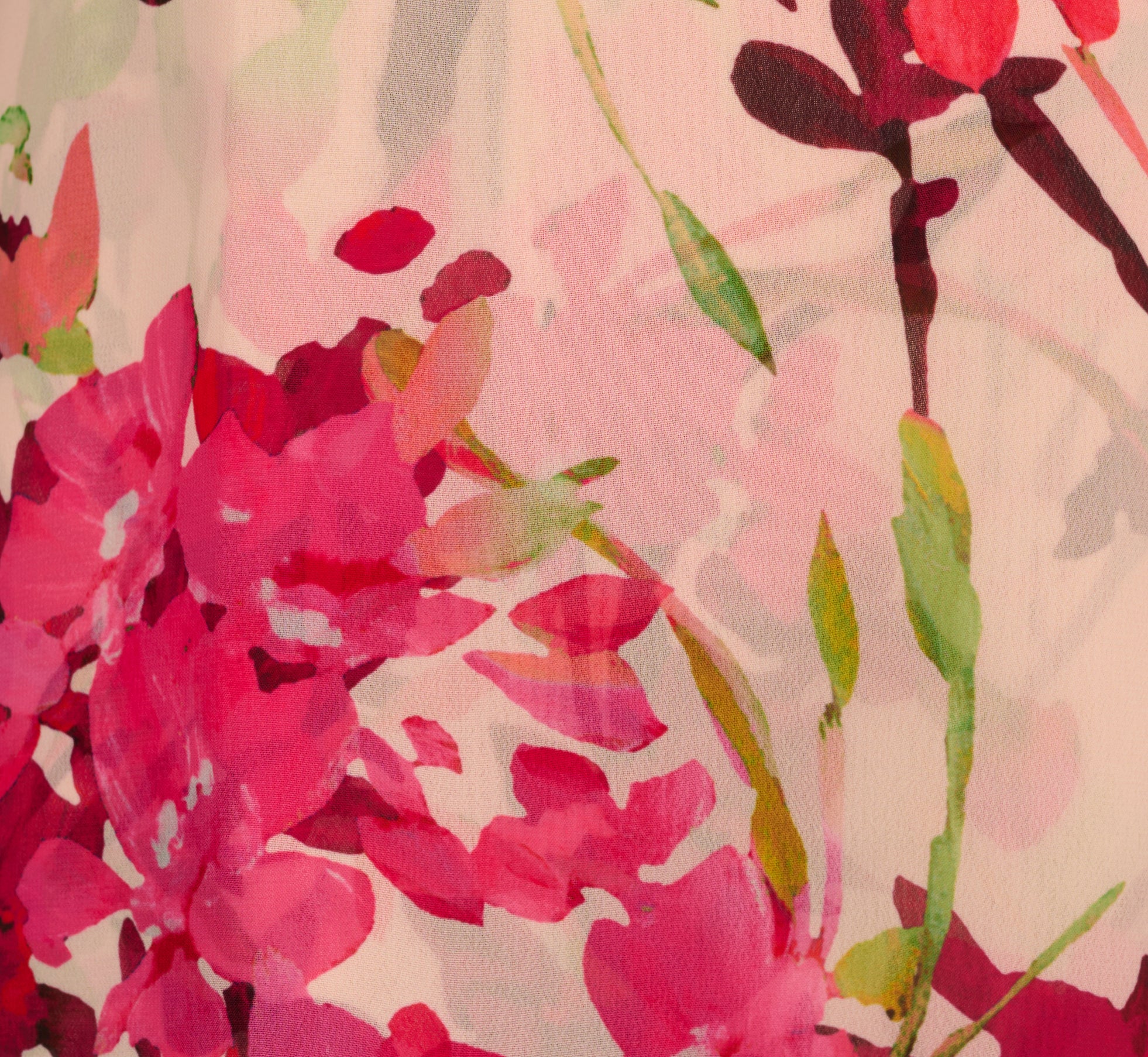 One Shoulder Floral Chiffon Tiered Gown In Alabaster Multi、mySite、solidvoid